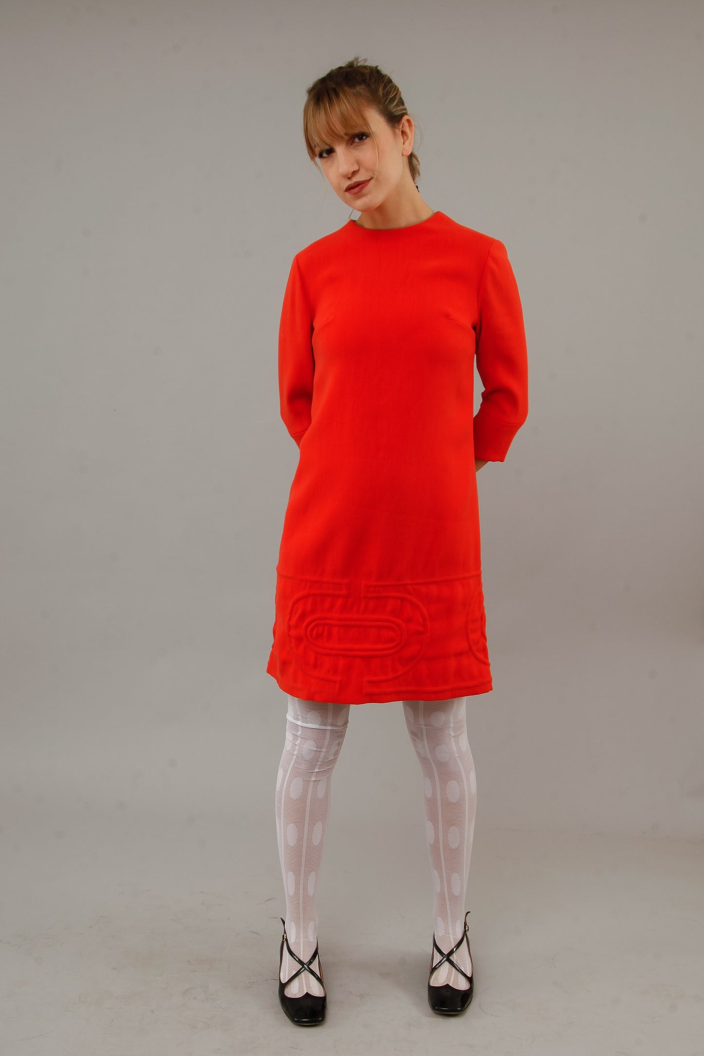 1960 Orange Quilted Mini Dress
