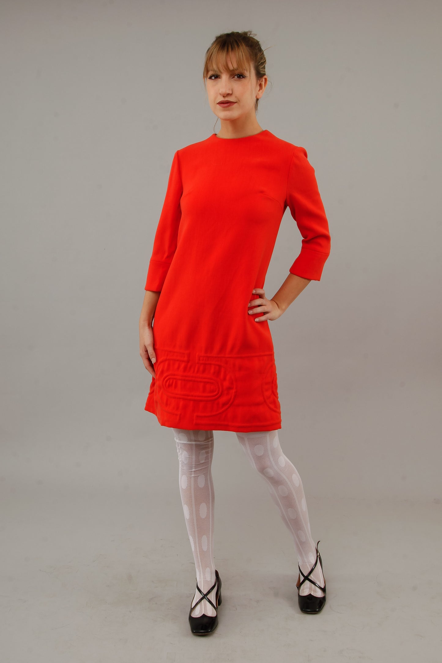 1960 Orange Quilted Mini Dress