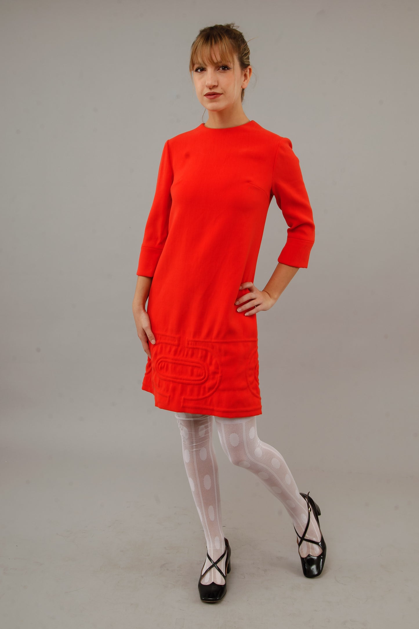 1960 Orange Quilted Mini Dress