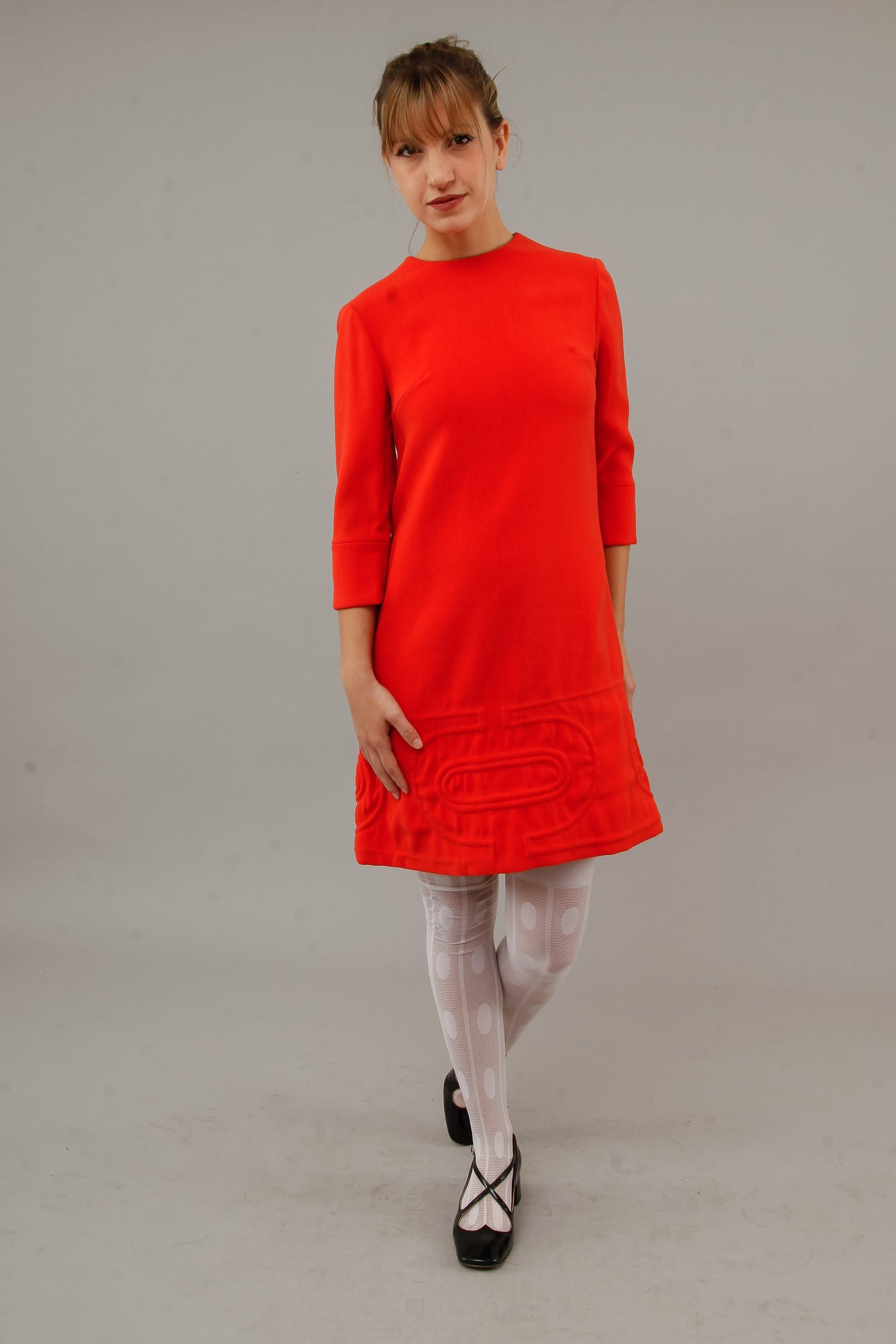 1960 Orange Quilted Mini Dress