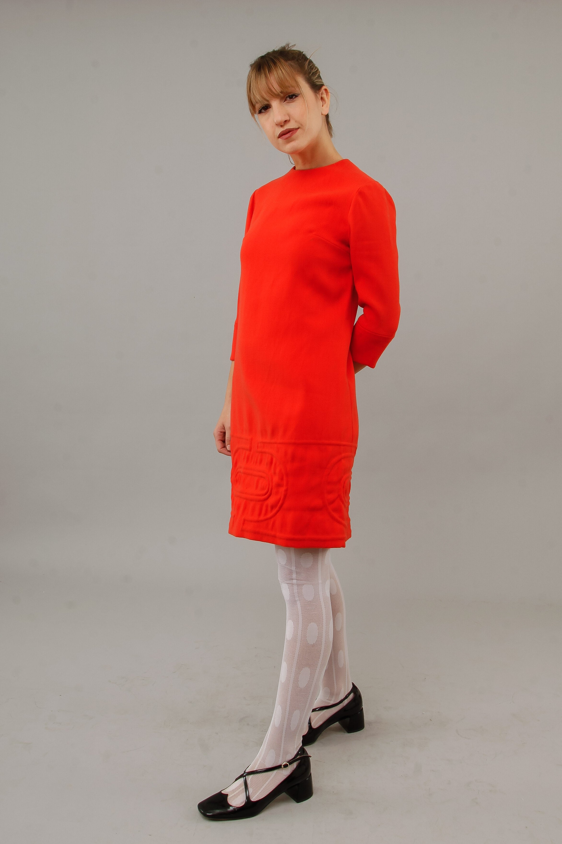 1960 Orange Quilted Mini Dress