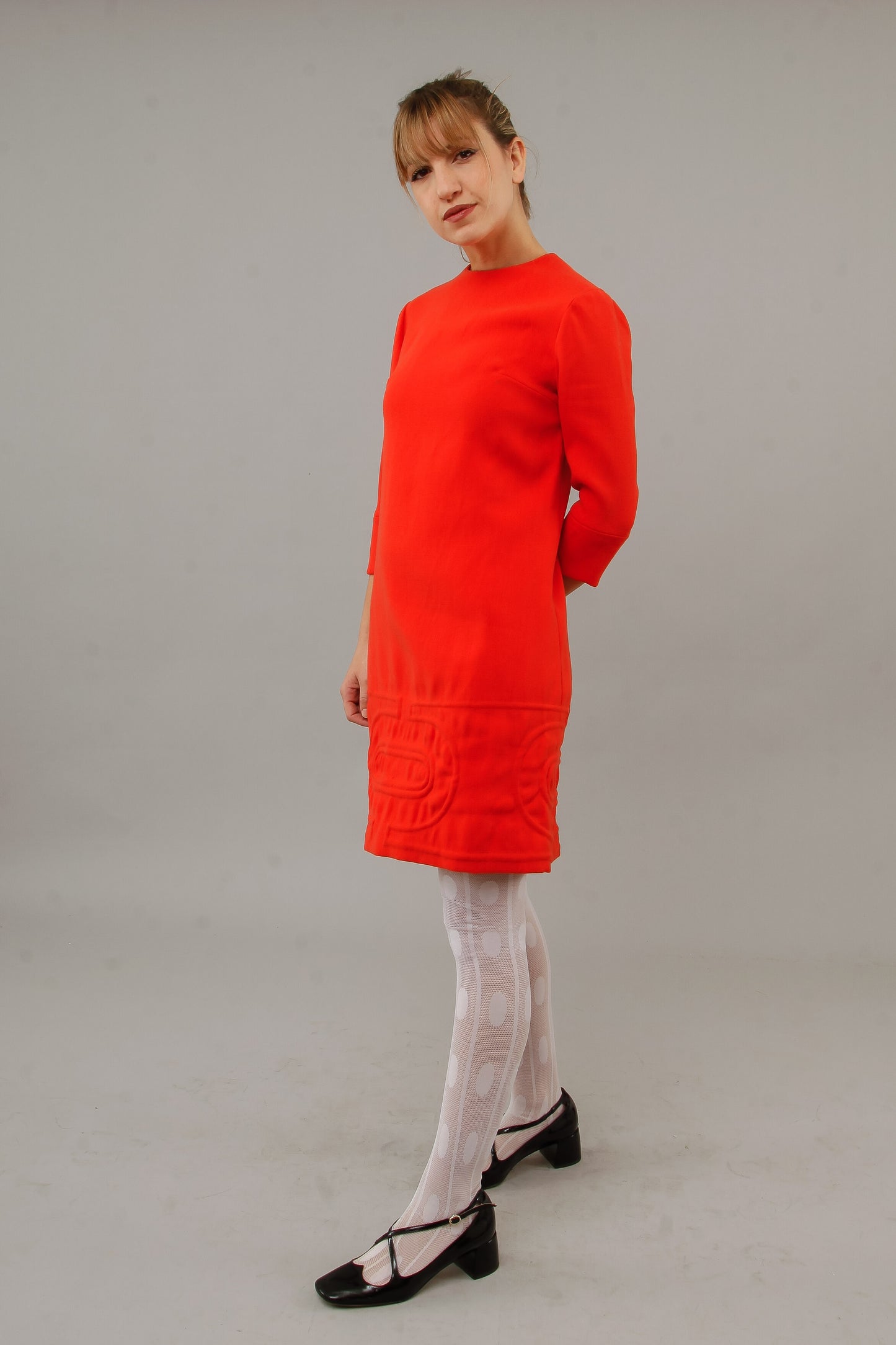 1960 Orange Quilted Mini Dress
