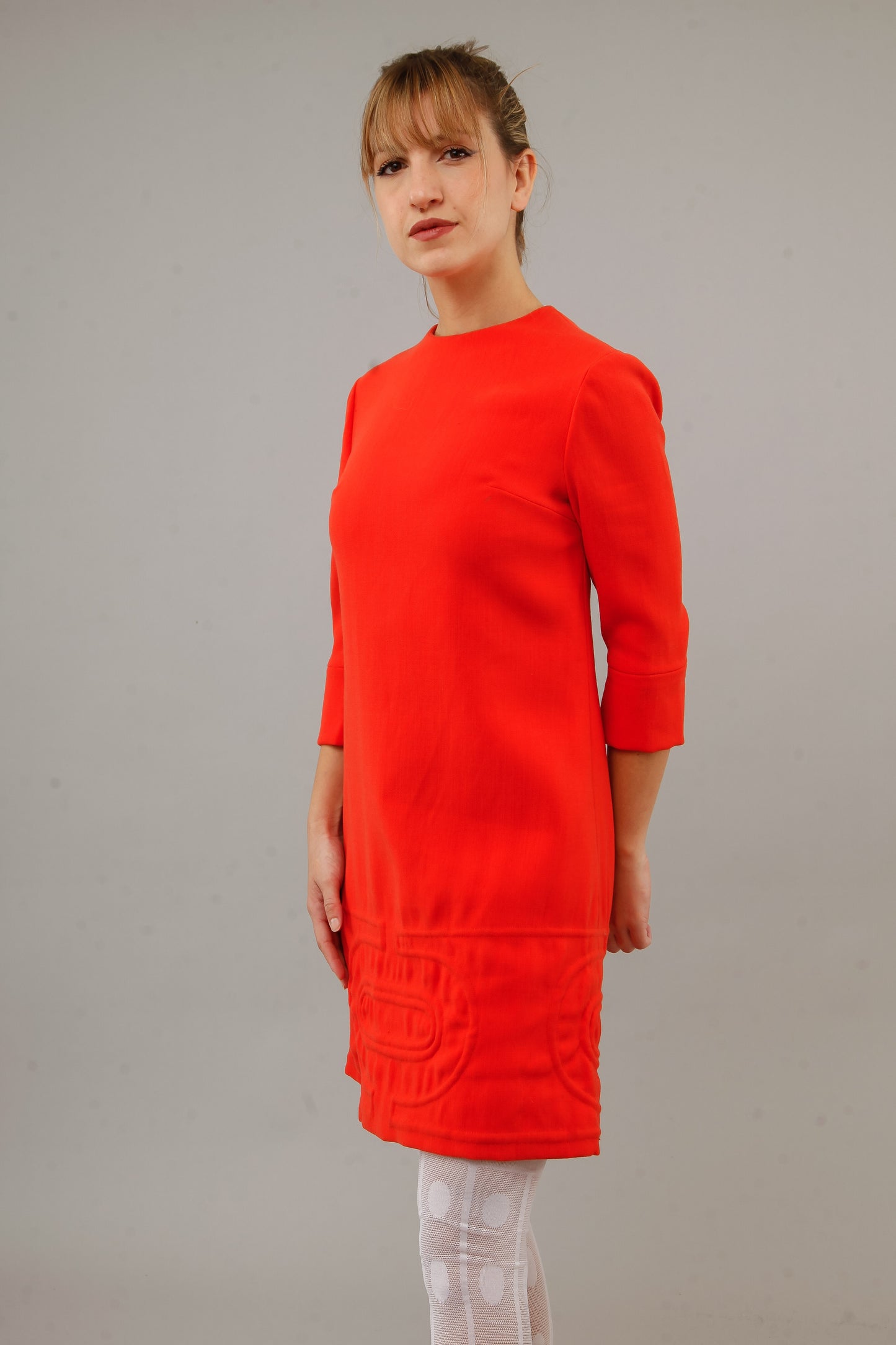 1960 Orange Quilted Mini Dress