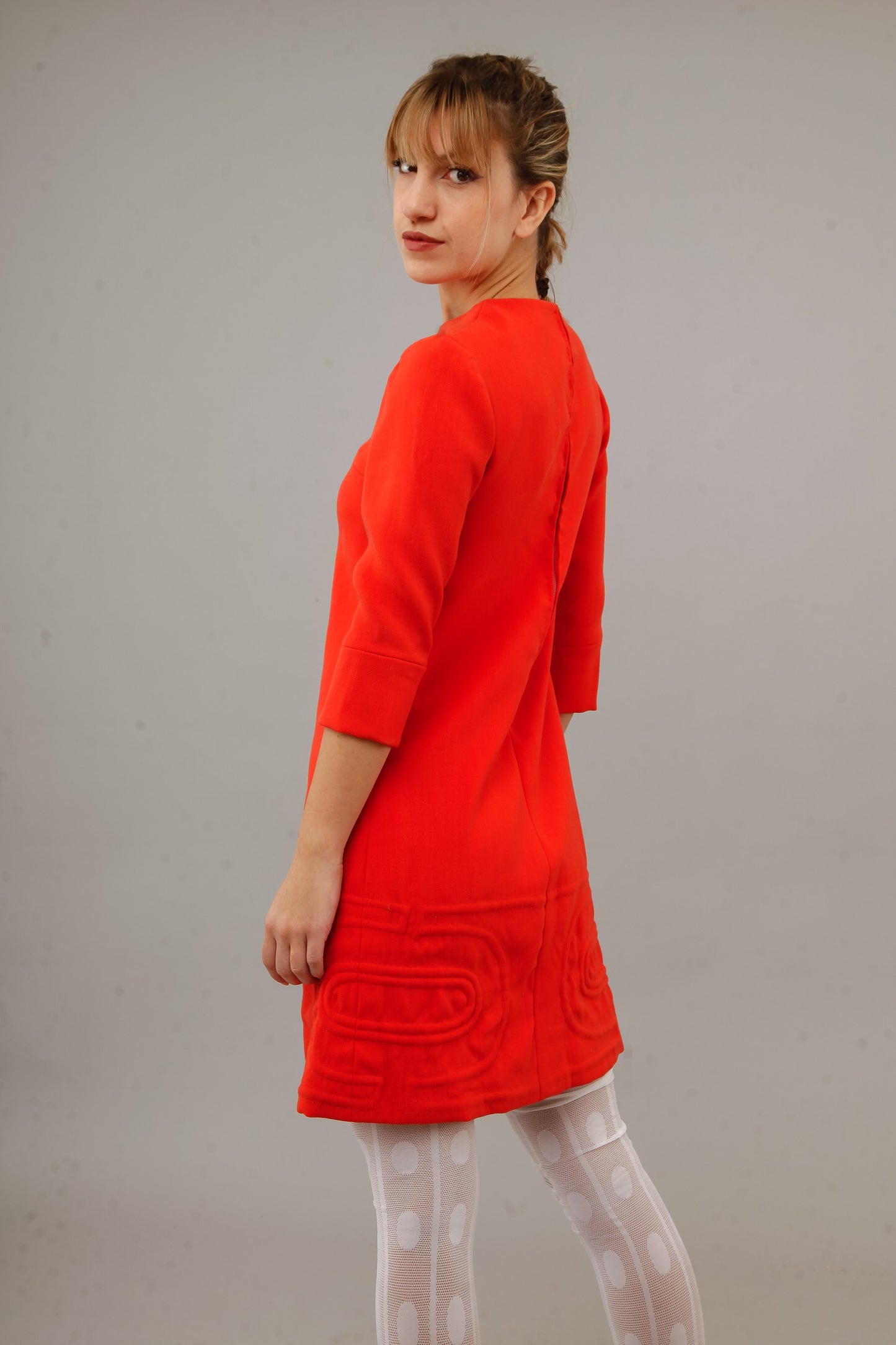 1960 Orange Quilted Mini Dress