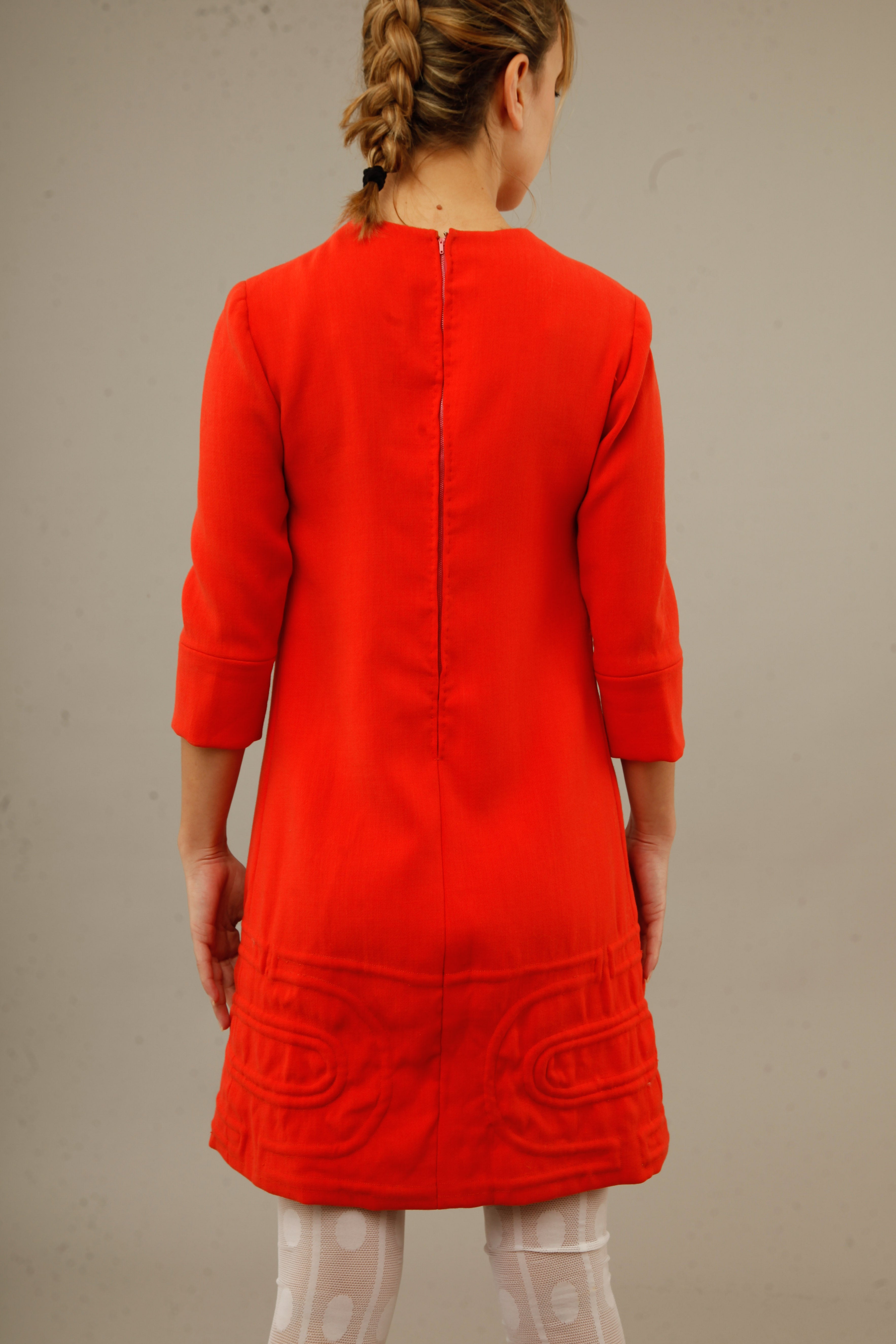1960 Orange Quilted Mini Dress