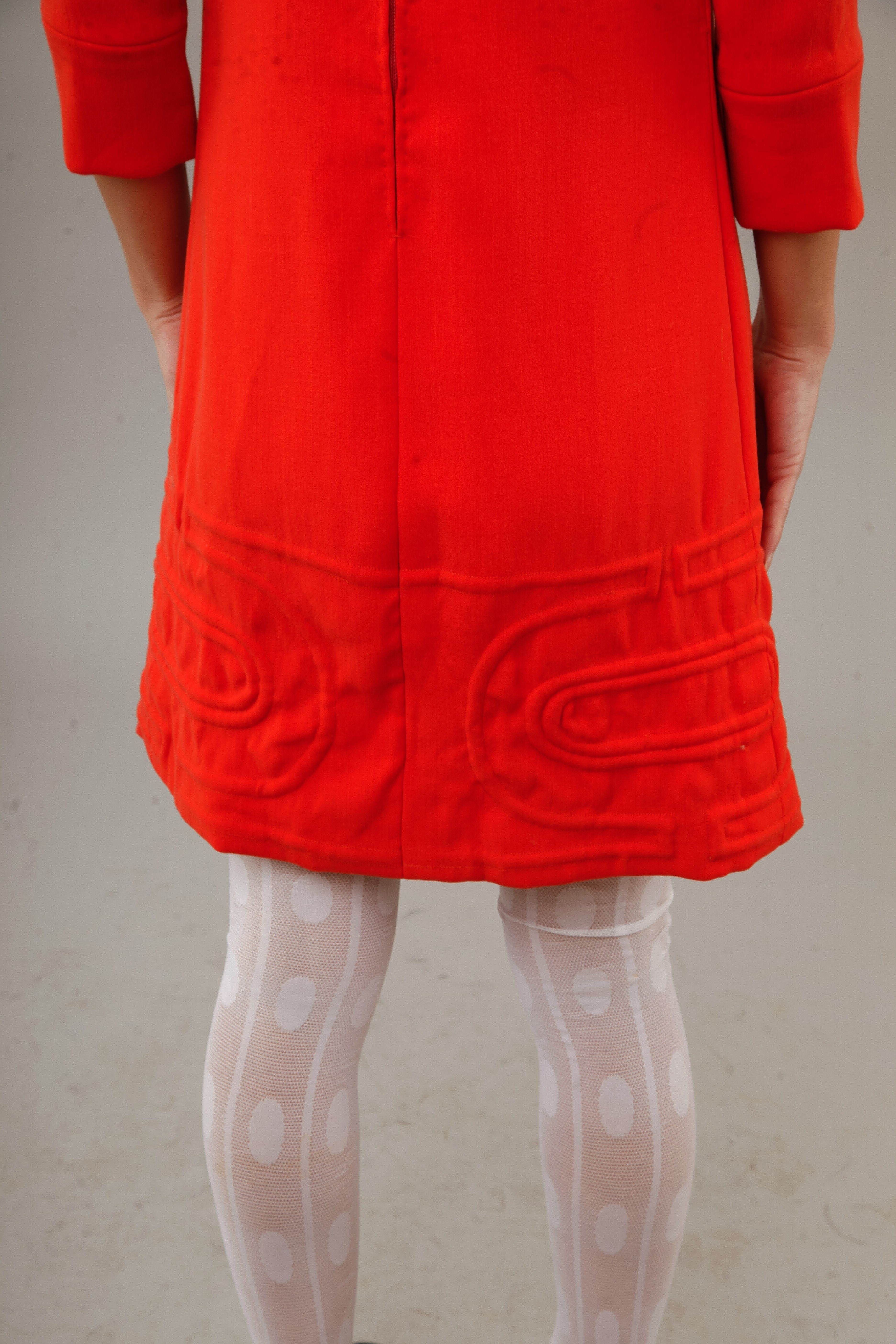 1960 Orange Quilted Mini Dress