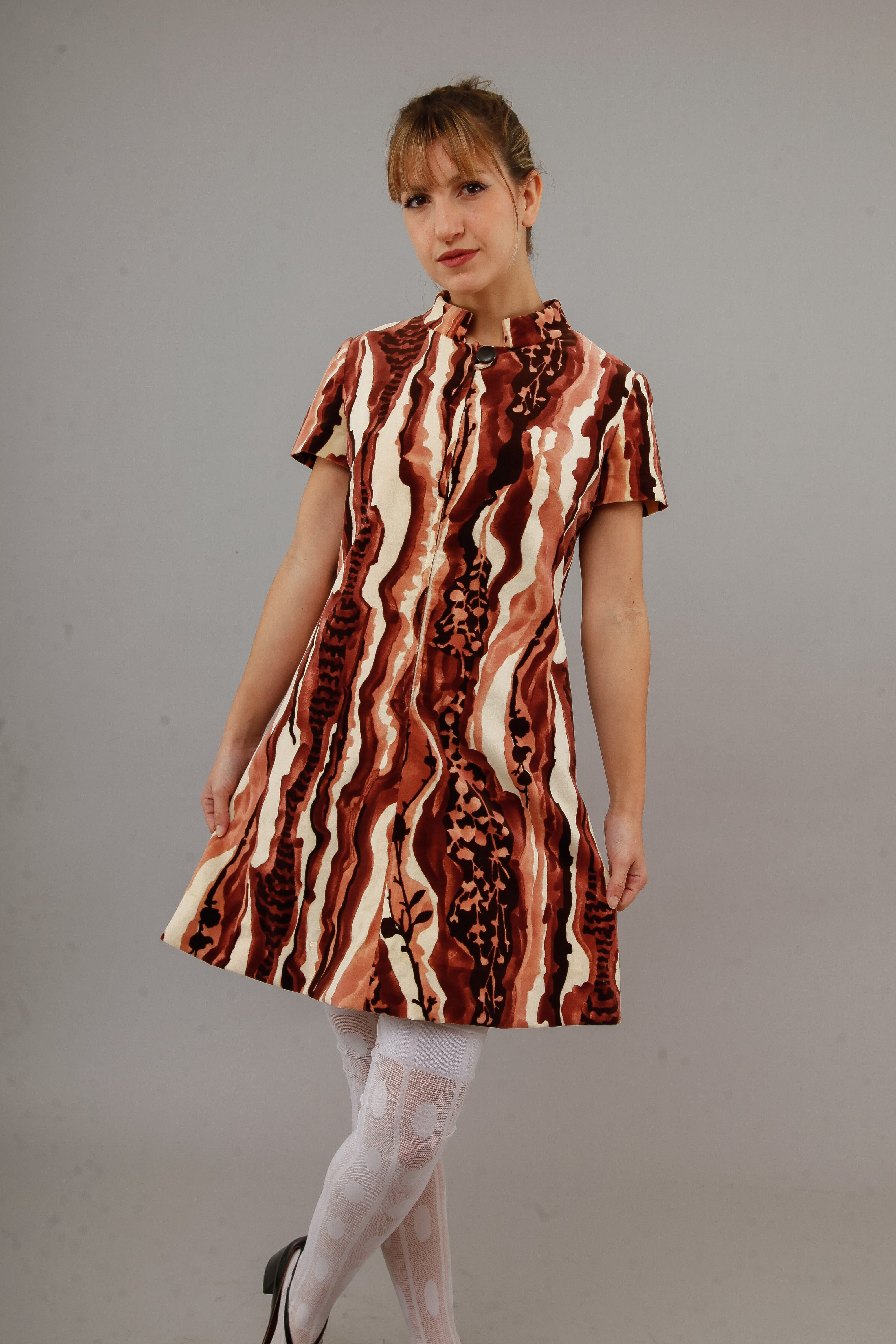 1960 Psychedelic Velvet Mini Dress