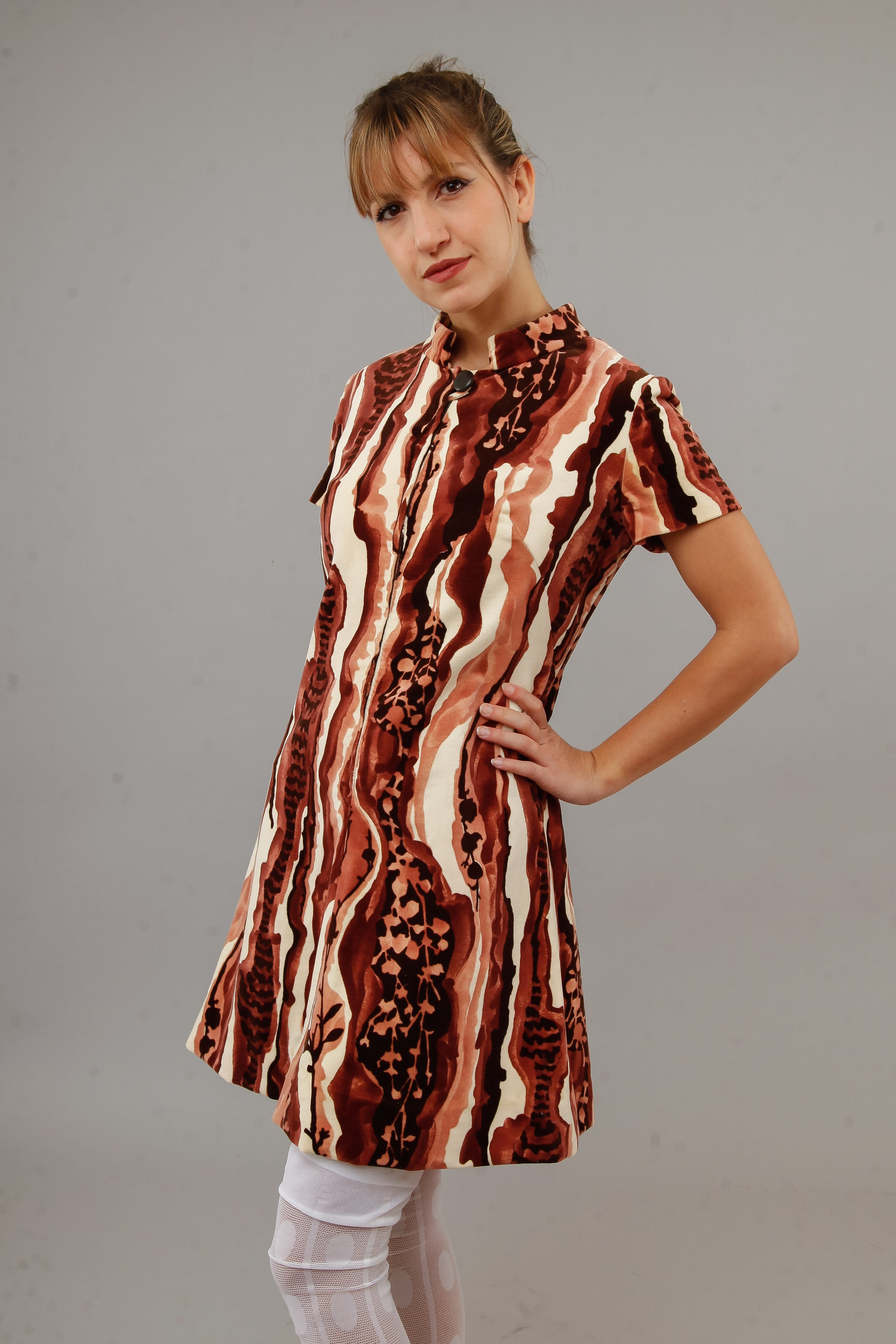1960 Psychedelic Velvet Mini Dress