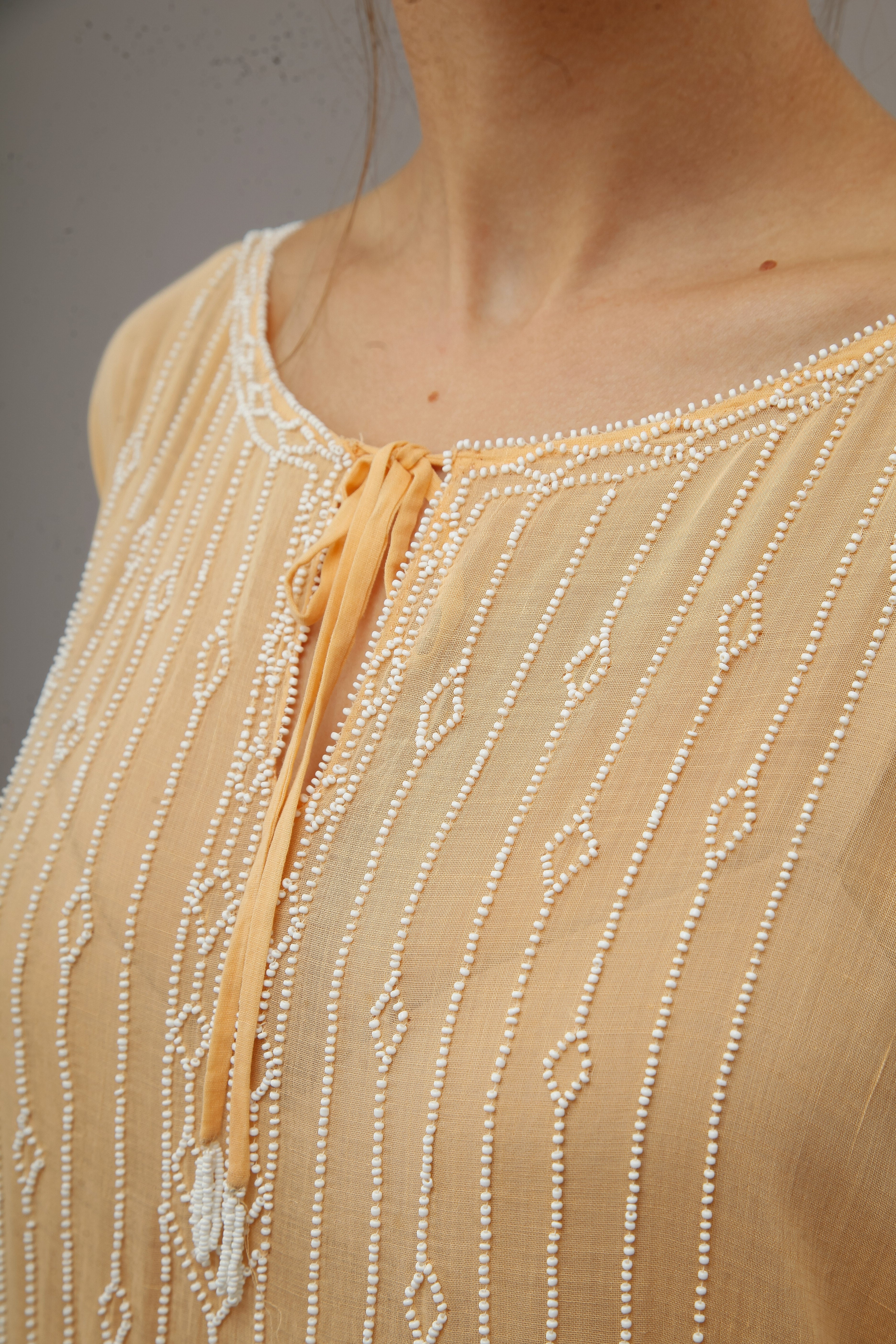 1920 Beaded Cotton Gauze Gown