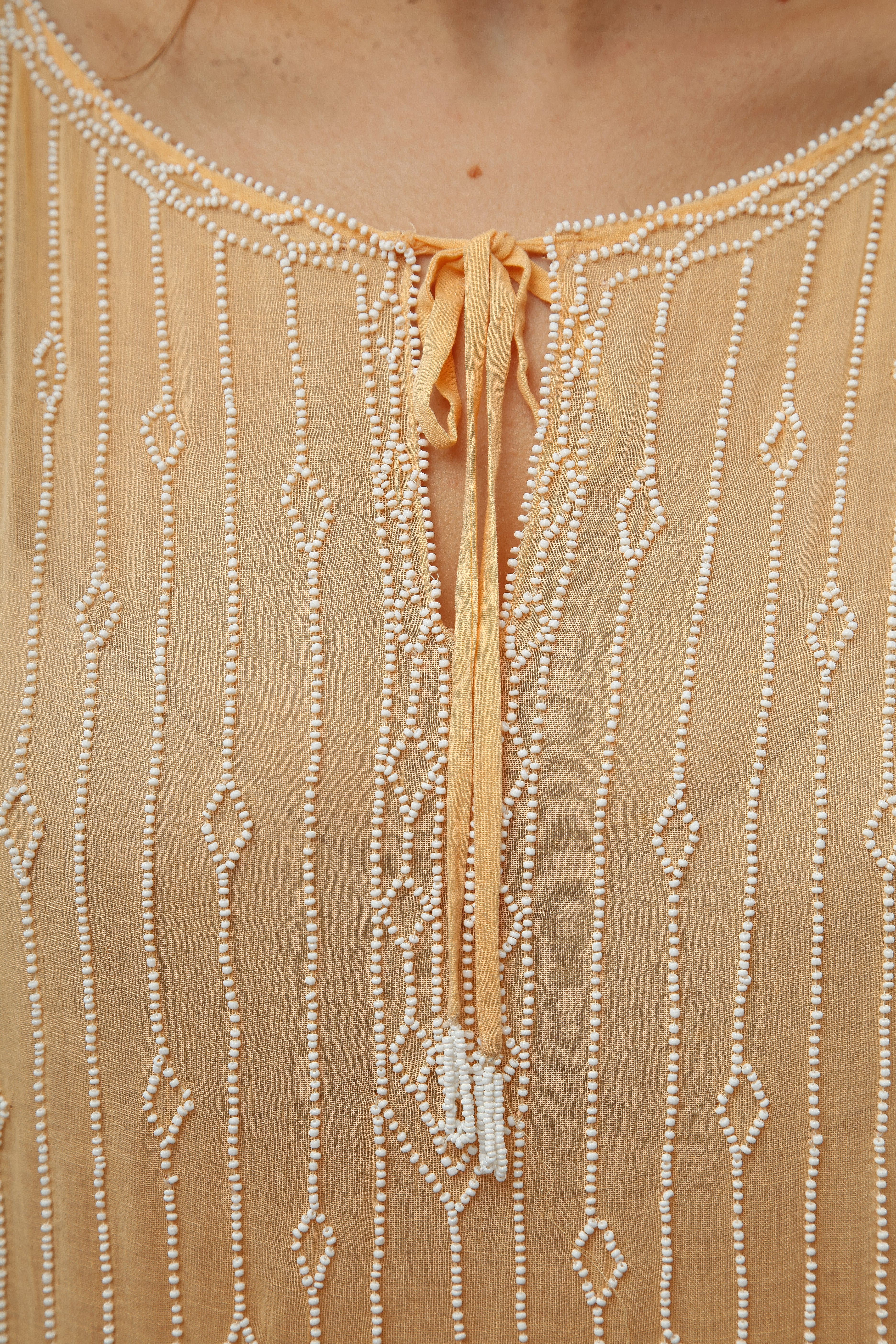 1920 Beaded Cotton Gauze Gown