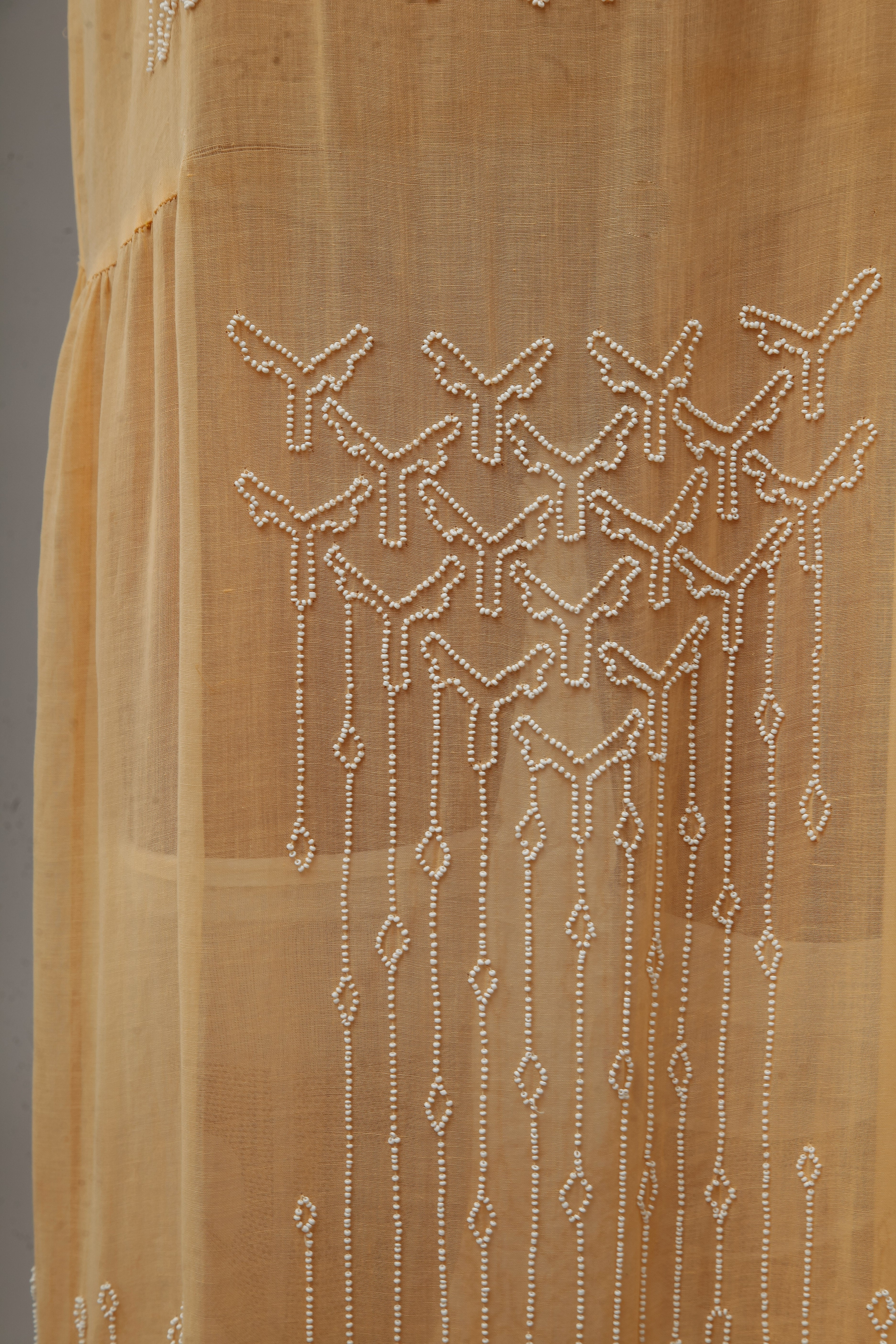 1920 Beaded Cotton Gauze Gown