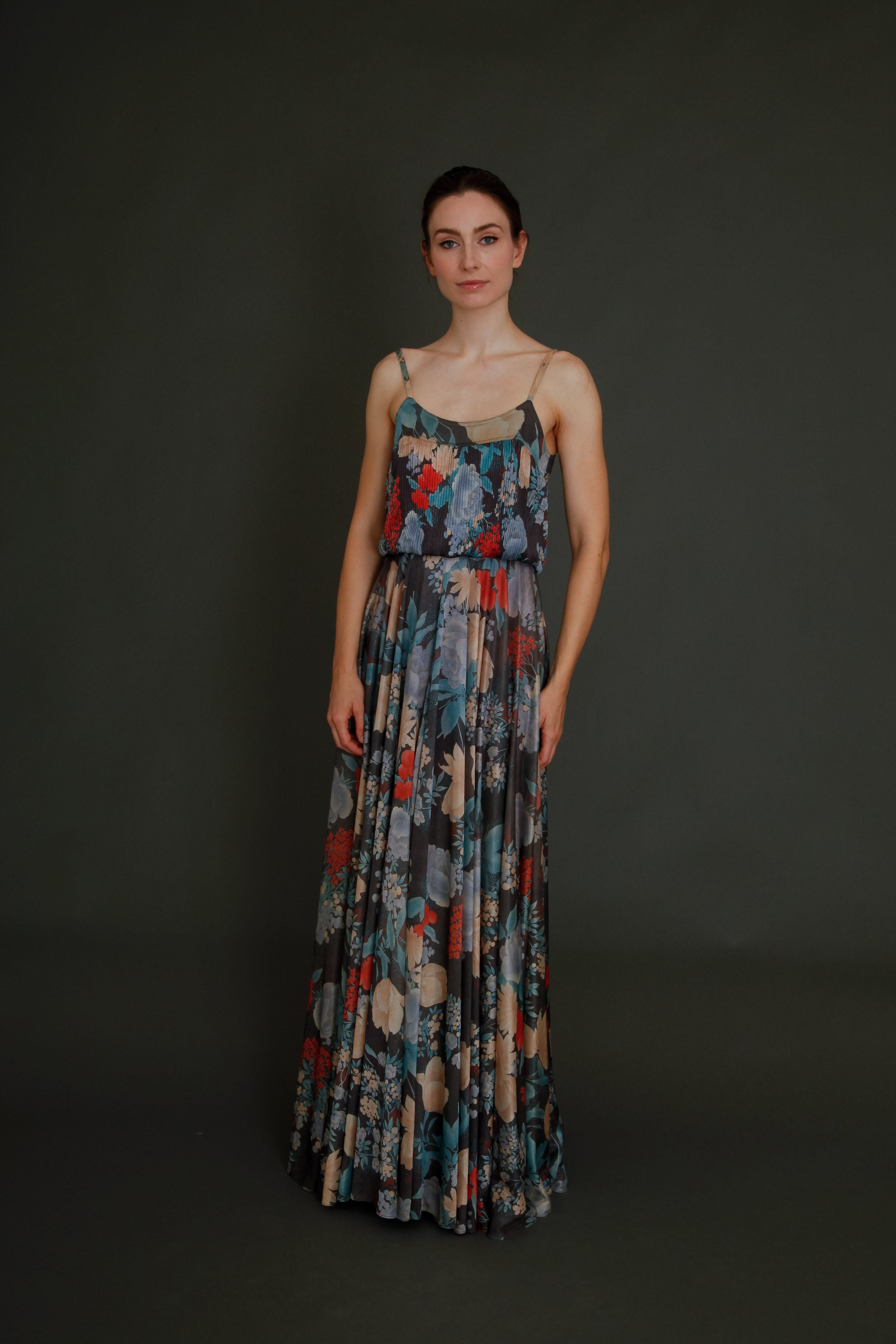 1970 Floral Jersey Shubette of London Long Gown