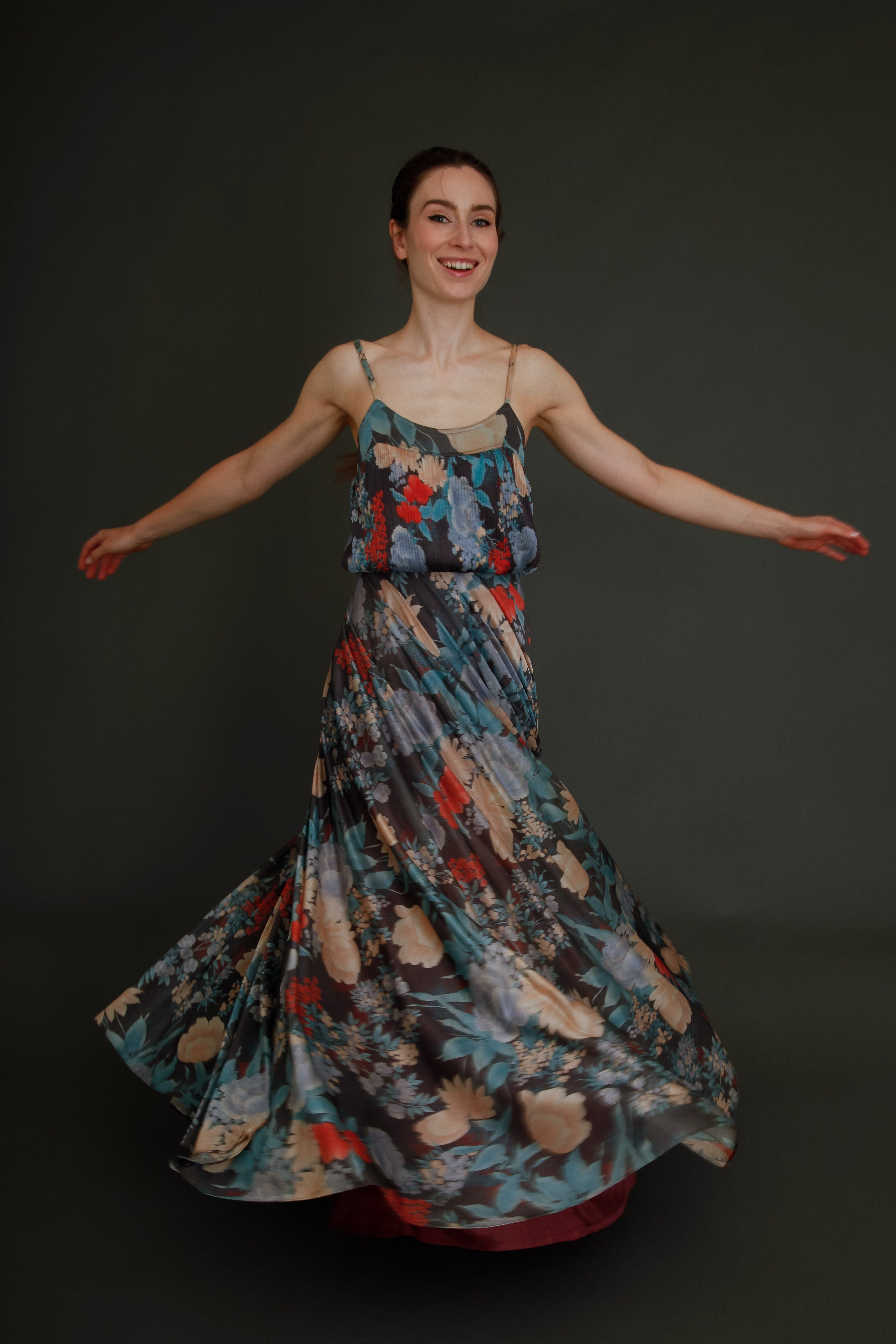 1970 Floral Jersey Shubette of London Long Gown