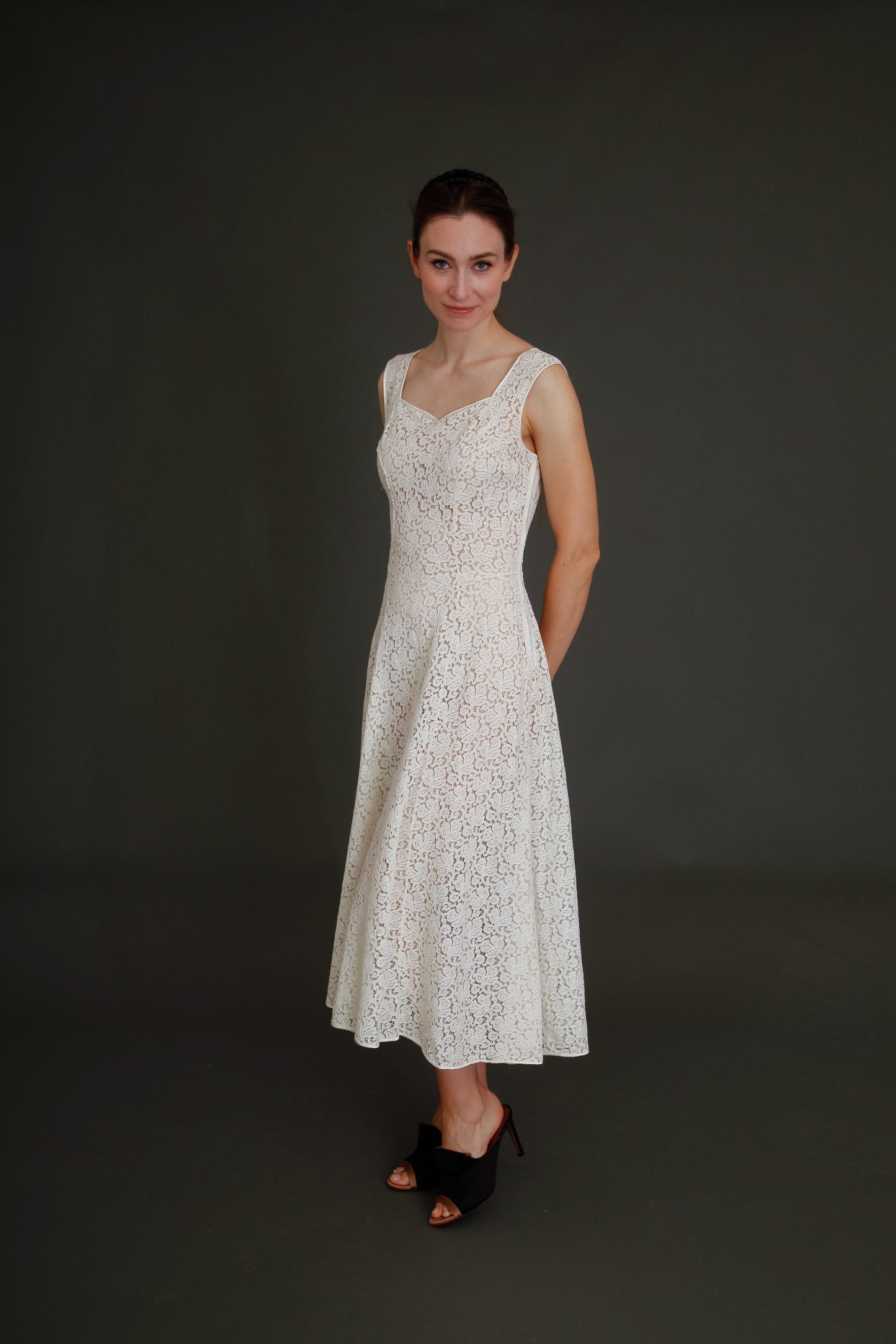 Late 40s Ivory Lace Dress