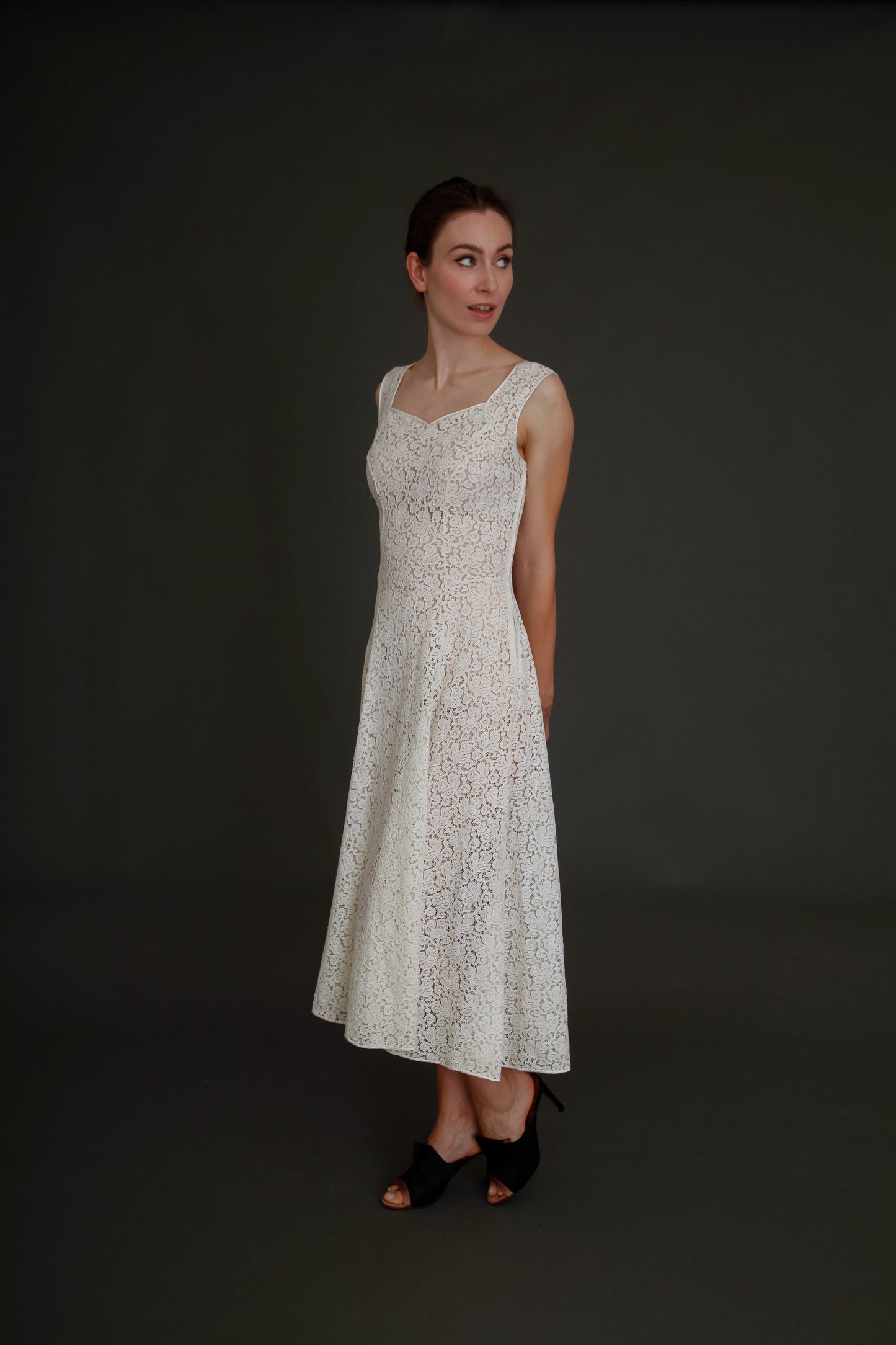 Late 40s Ivory Lace Dress