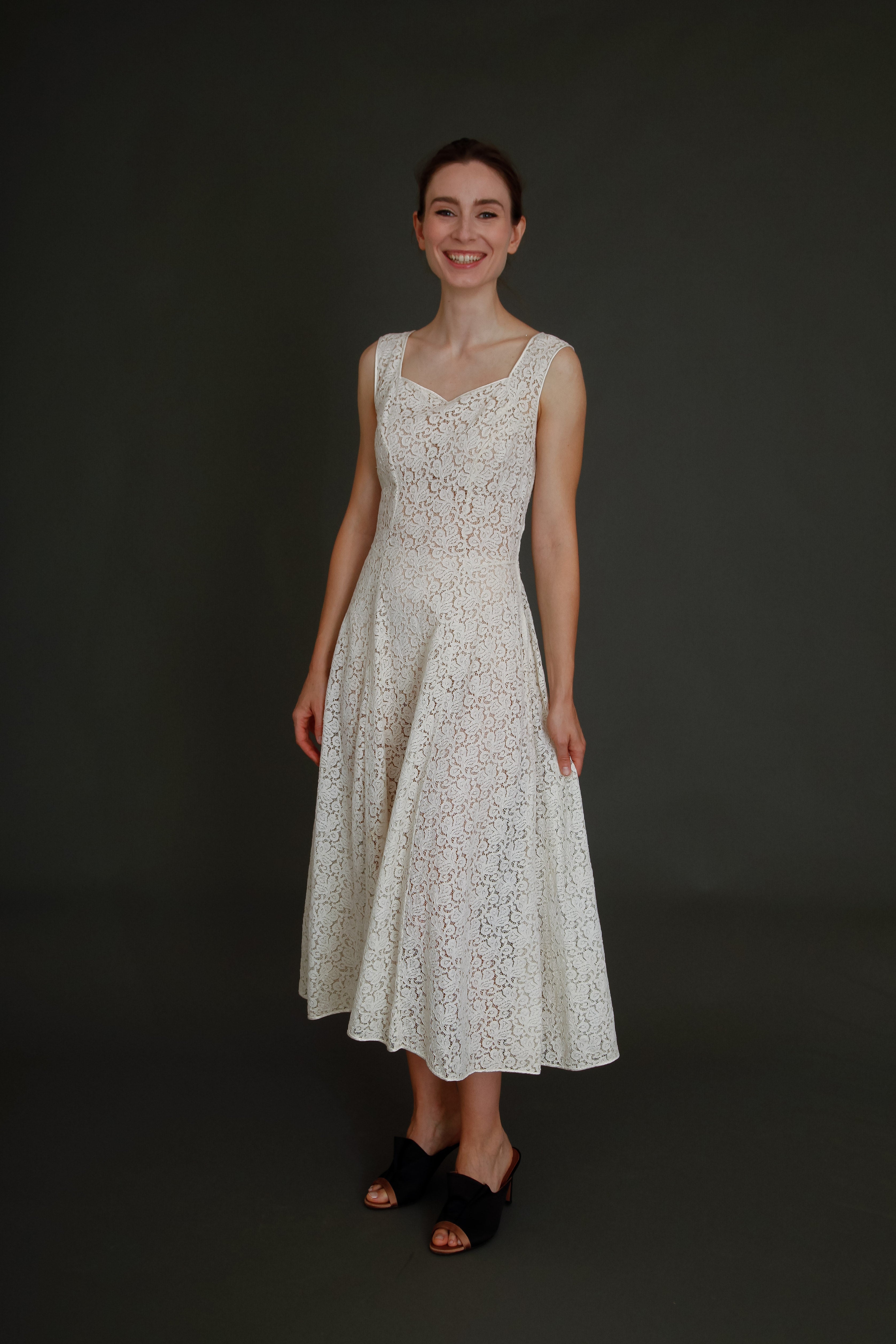 Late 40s Ivory Lace Dress