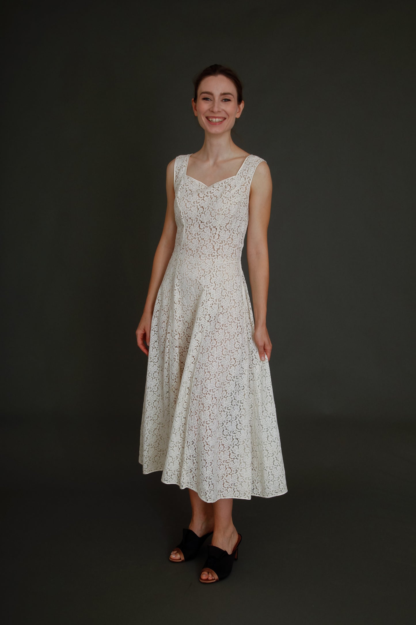Late 40s Ivory Lace Dress