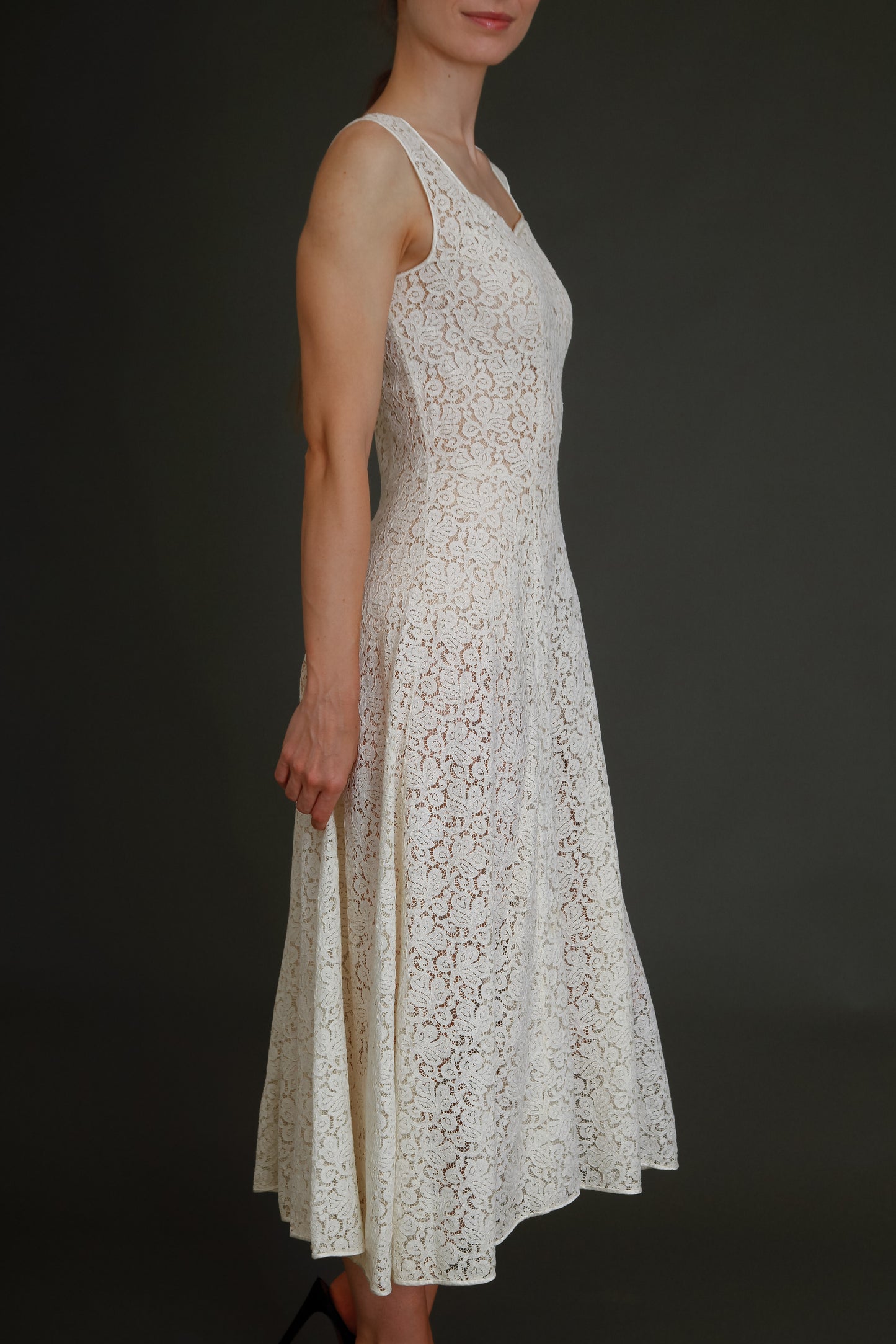 Late 40s Ivory Lace Dress