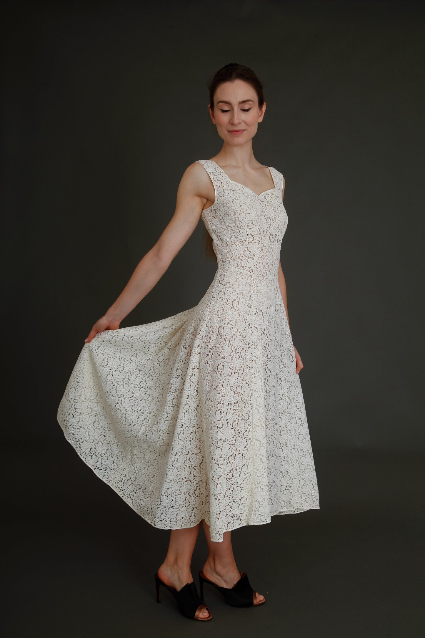 Late 40s Ivory Lace Dress