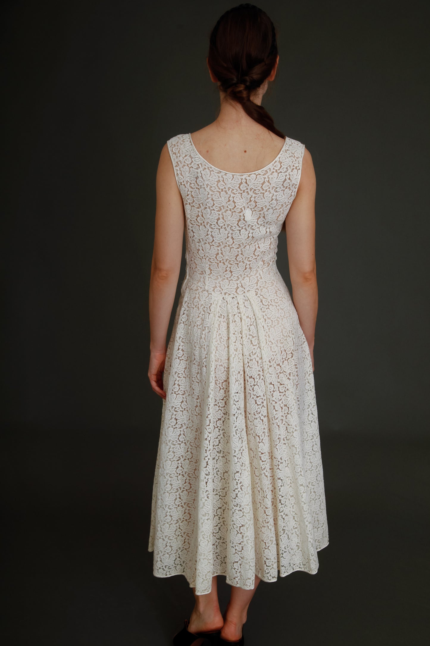 Late 40s Ivory Lace Dress