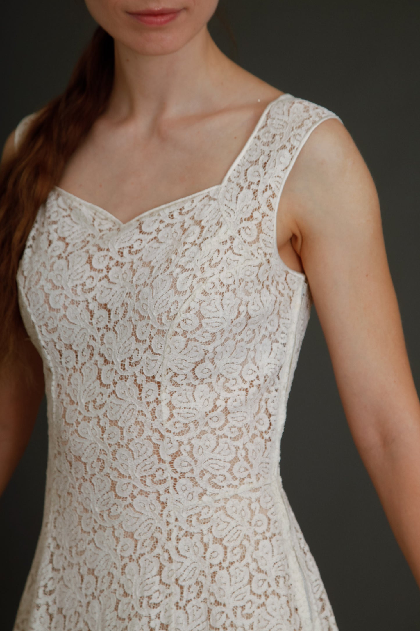Late 40s Ivory Lace Dress
