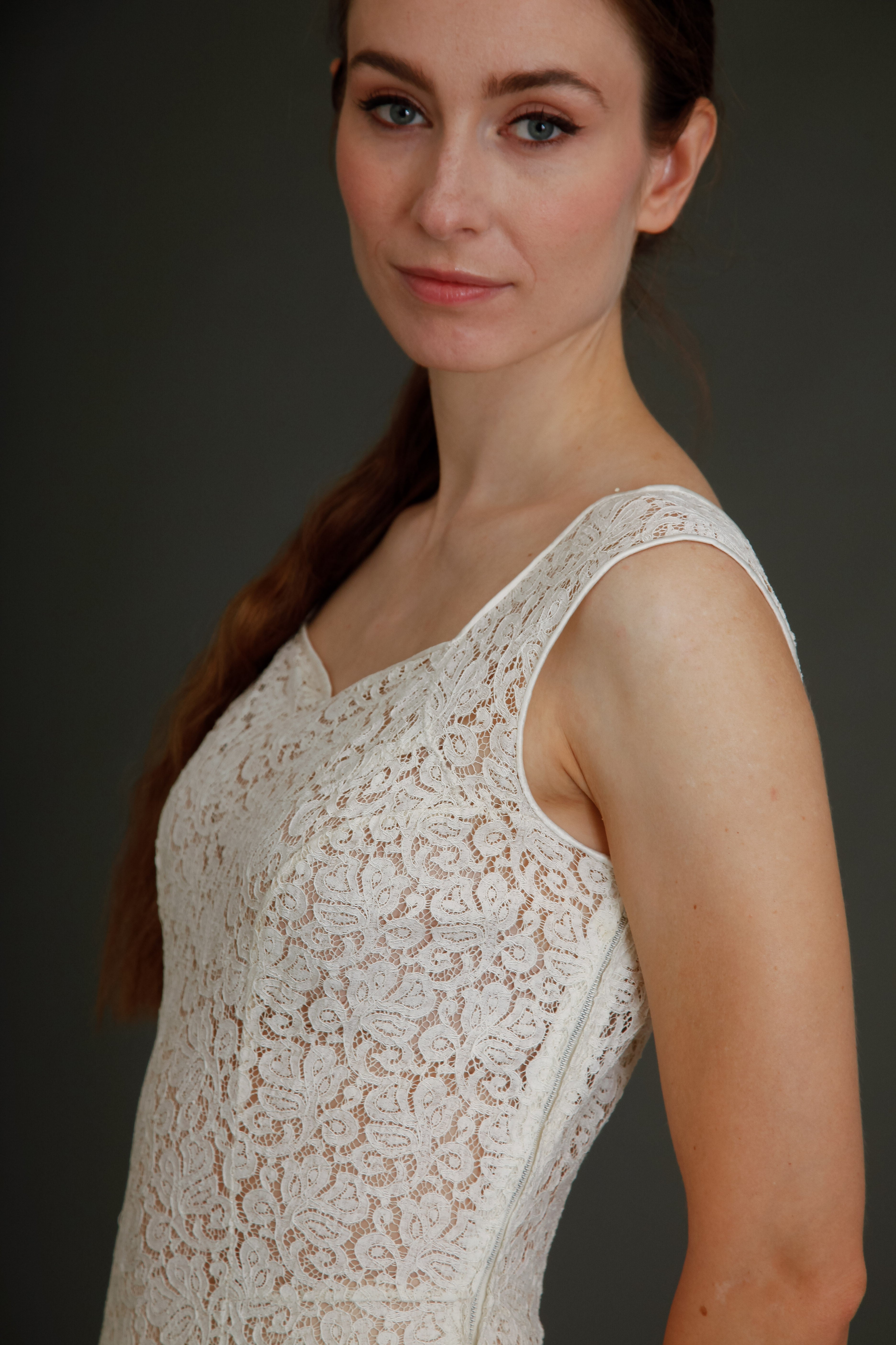 Late 40s Ivory Lace Dress