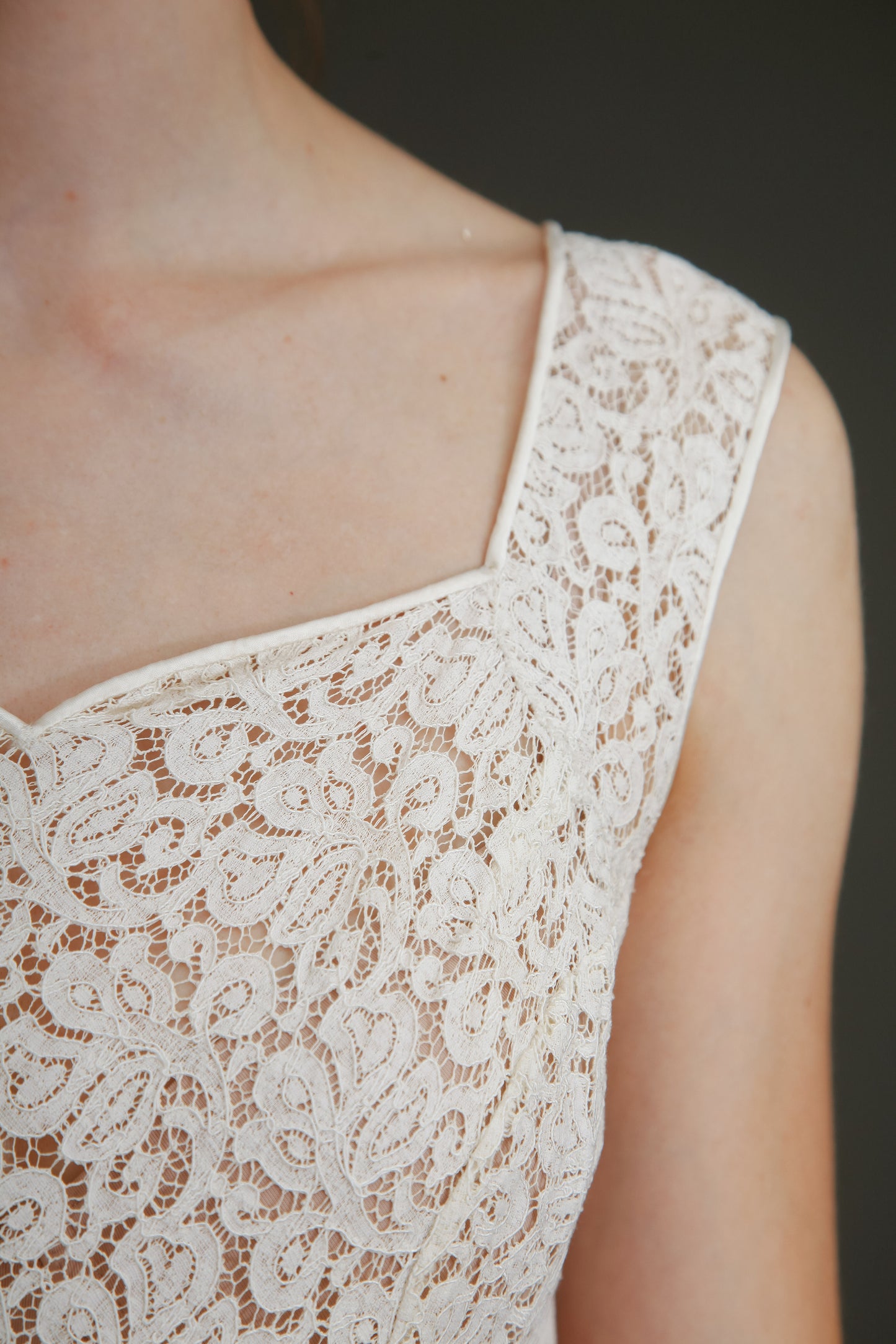 Late 40s Ivory Lace Dress