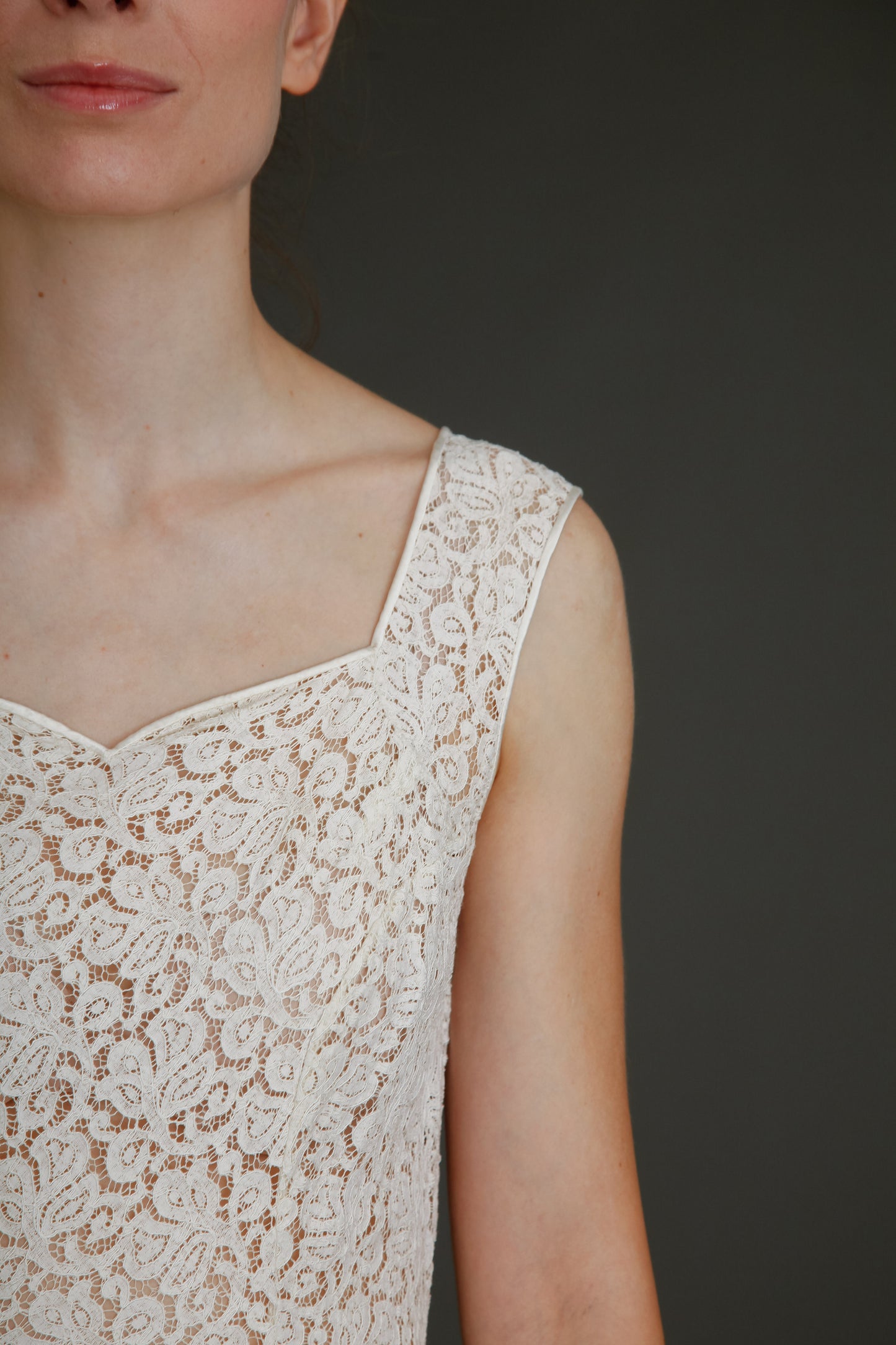 Late 40s Ivory Lace Dress
