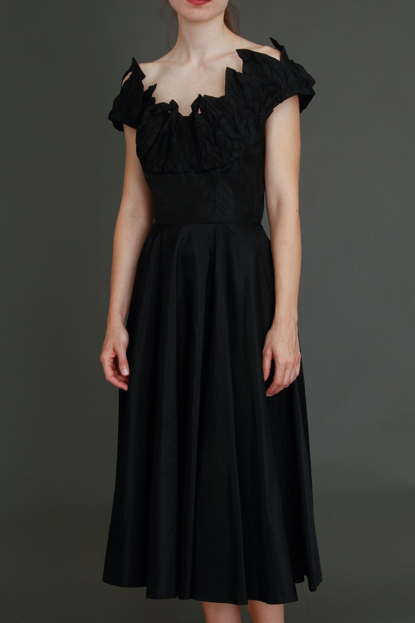 1950 Stunning Ceil Chapman Black Faille Cocktail Dress