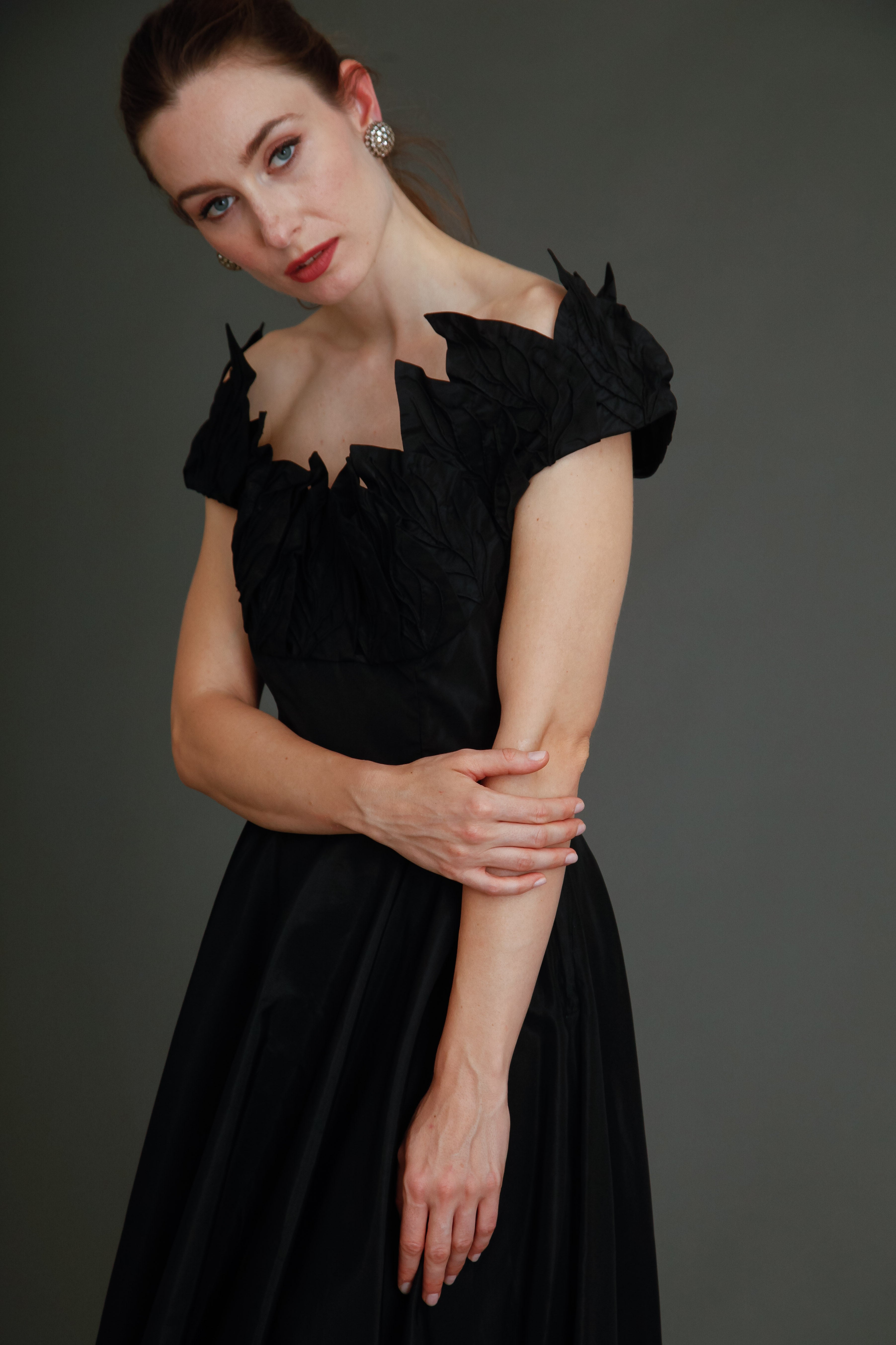 1950 Stunning Ceil Chapman Black Faille Cocktail Dress