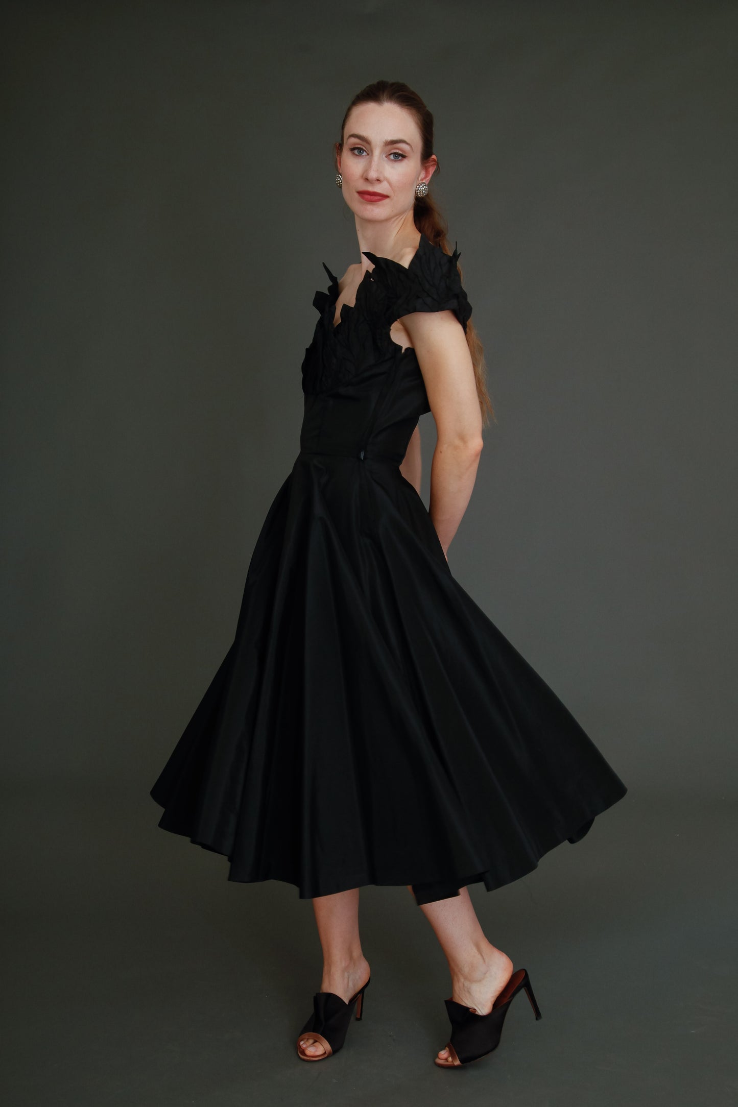 1950 Stunning Ceil Chapman Black Faille Cocktail Dress