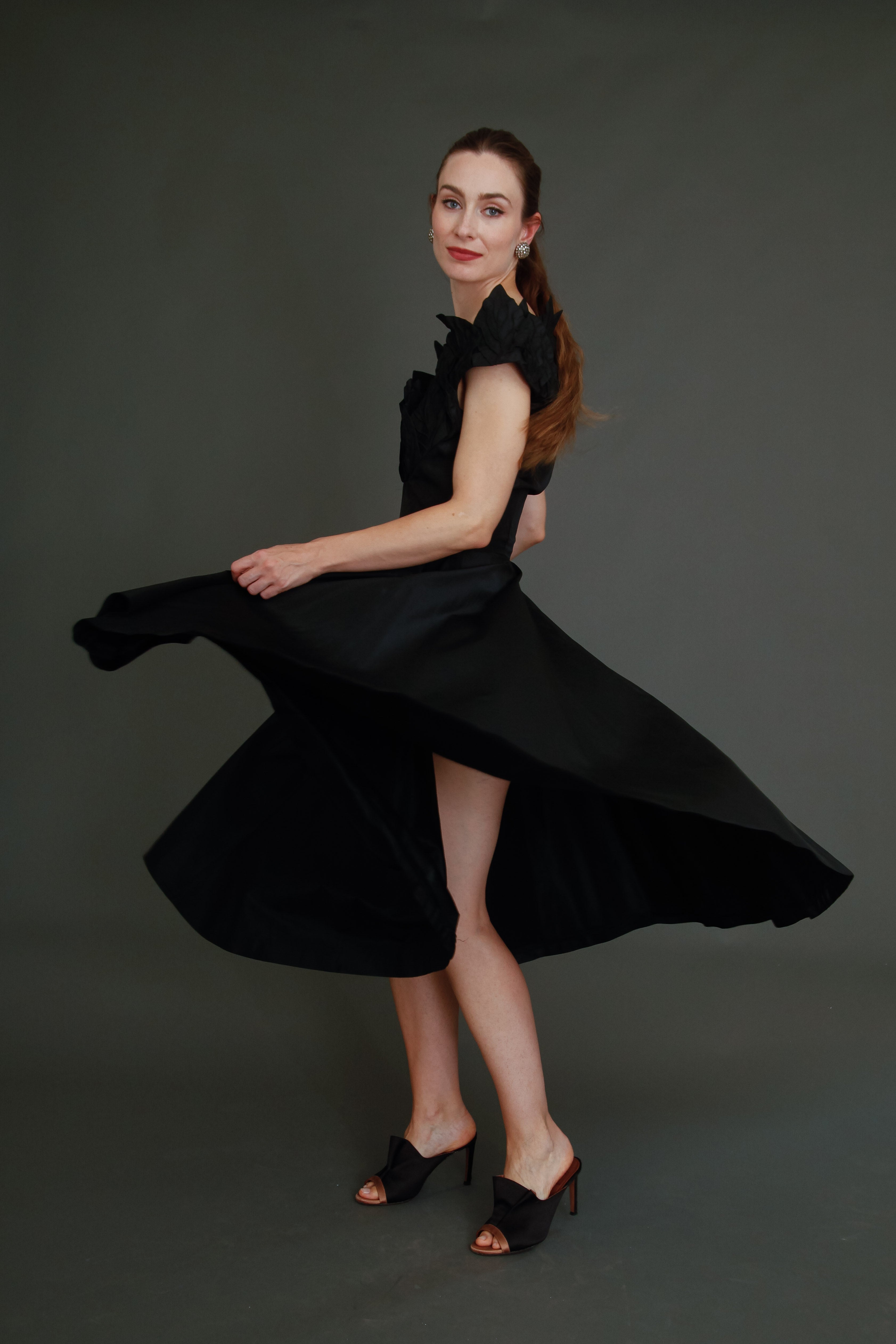 1950 Stunning Ceil Chapman Black Faille Cocktail Dress