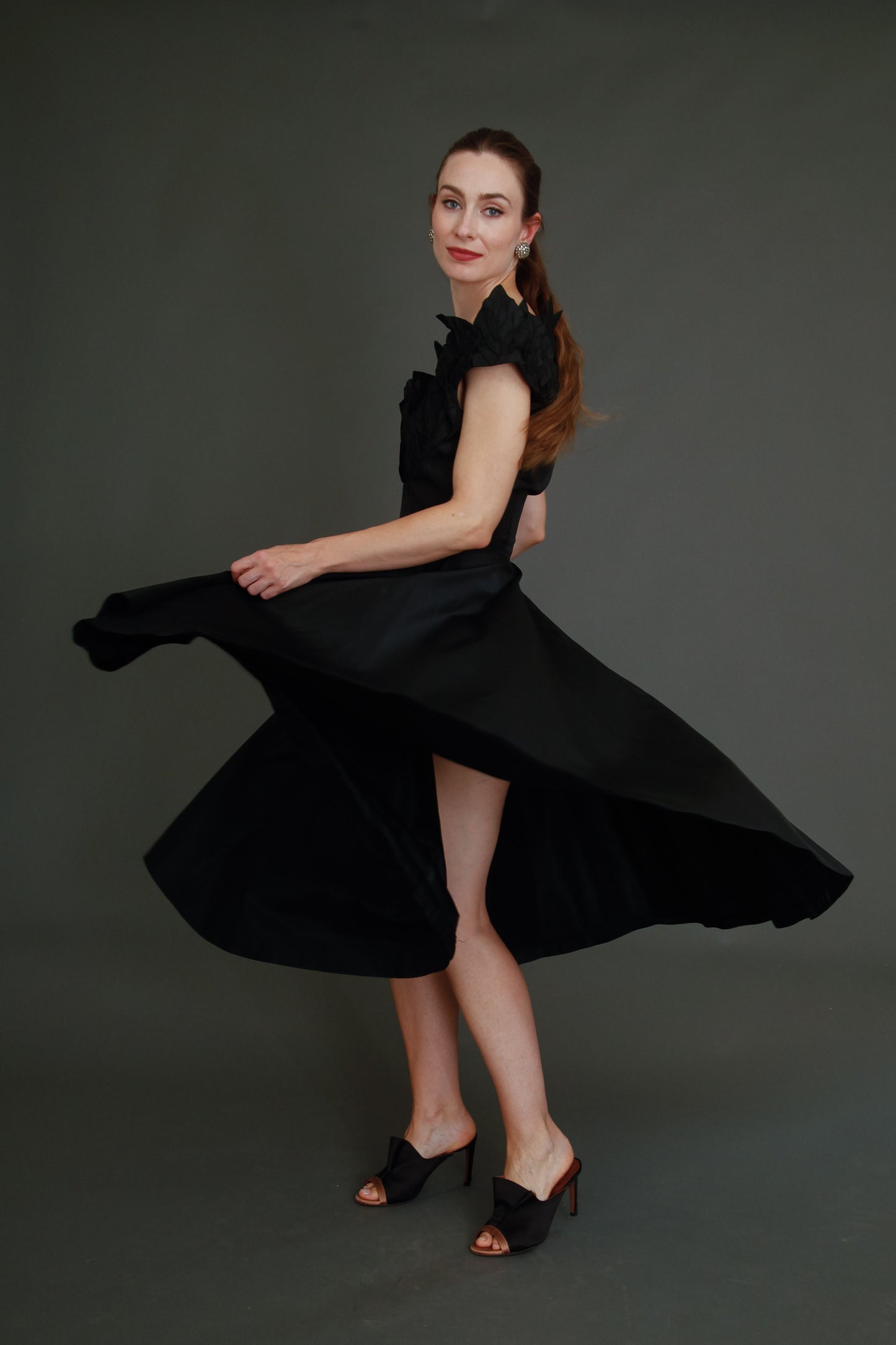 1950 Stunning Ceil Chapman Black Faille Cocktail Dress
