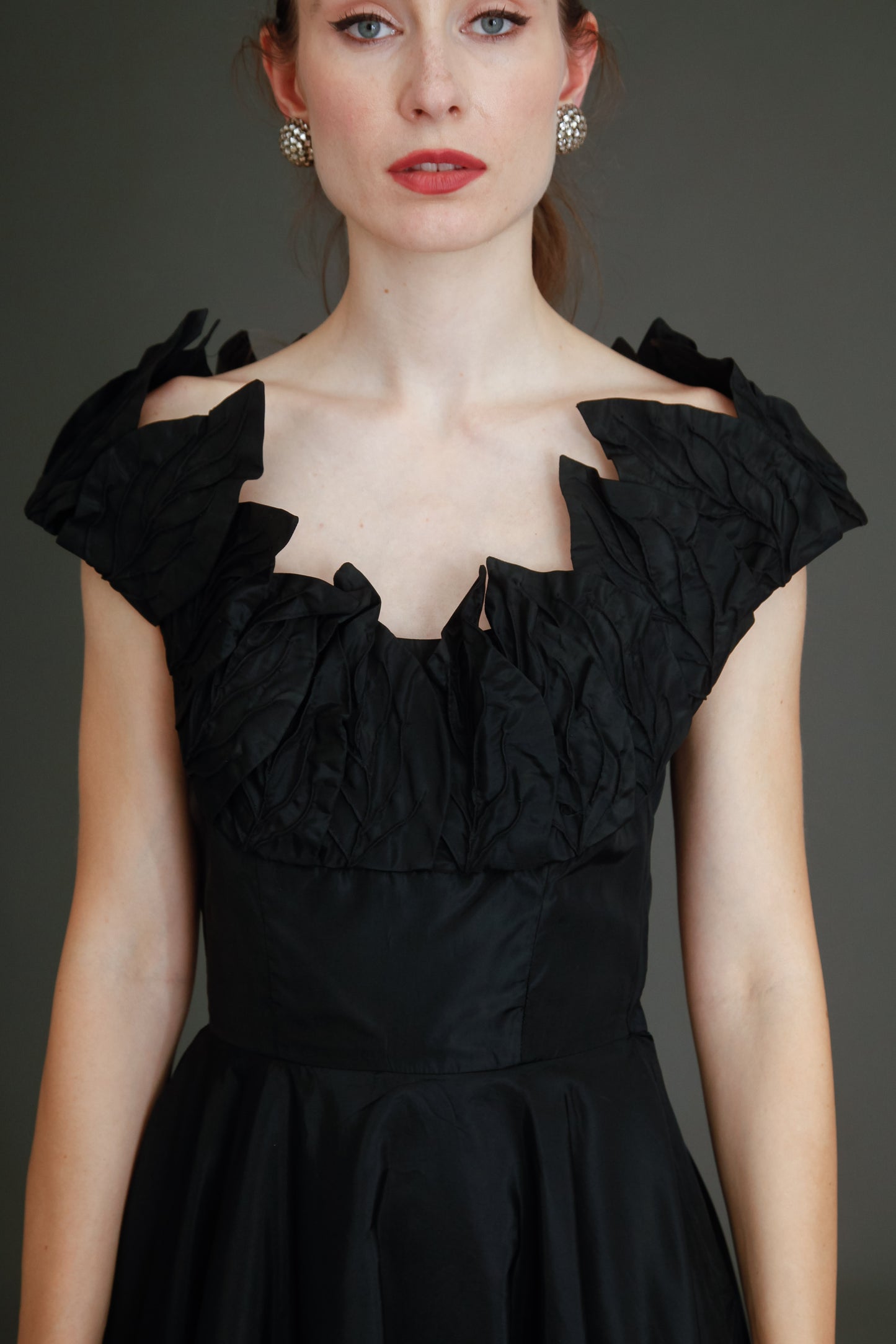 1950 Stunning Ceil Chapman Black Faille Cocktail Dress