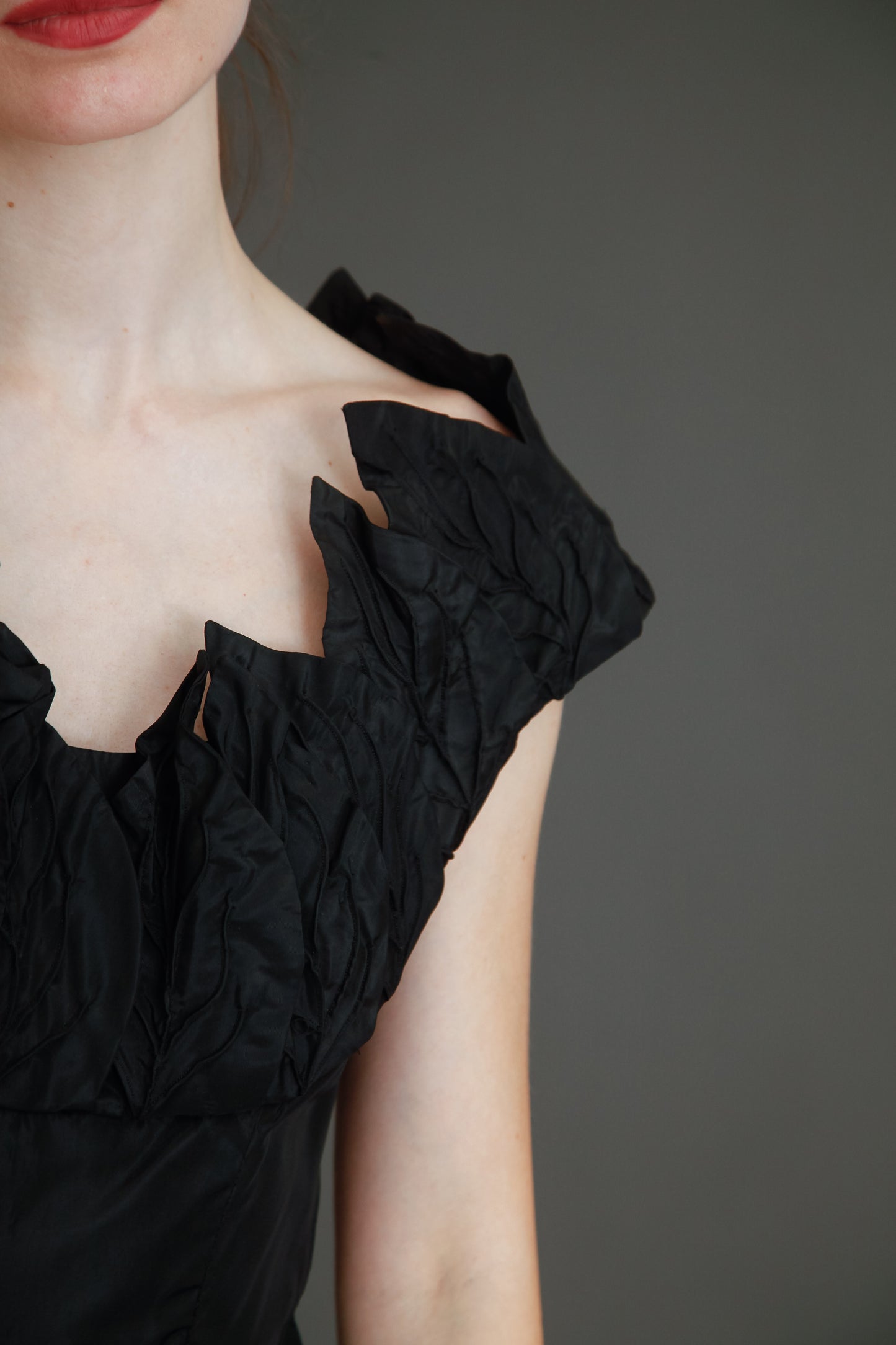 1950 Stunning Ceil Chapman Black Faille Cocktail Dress