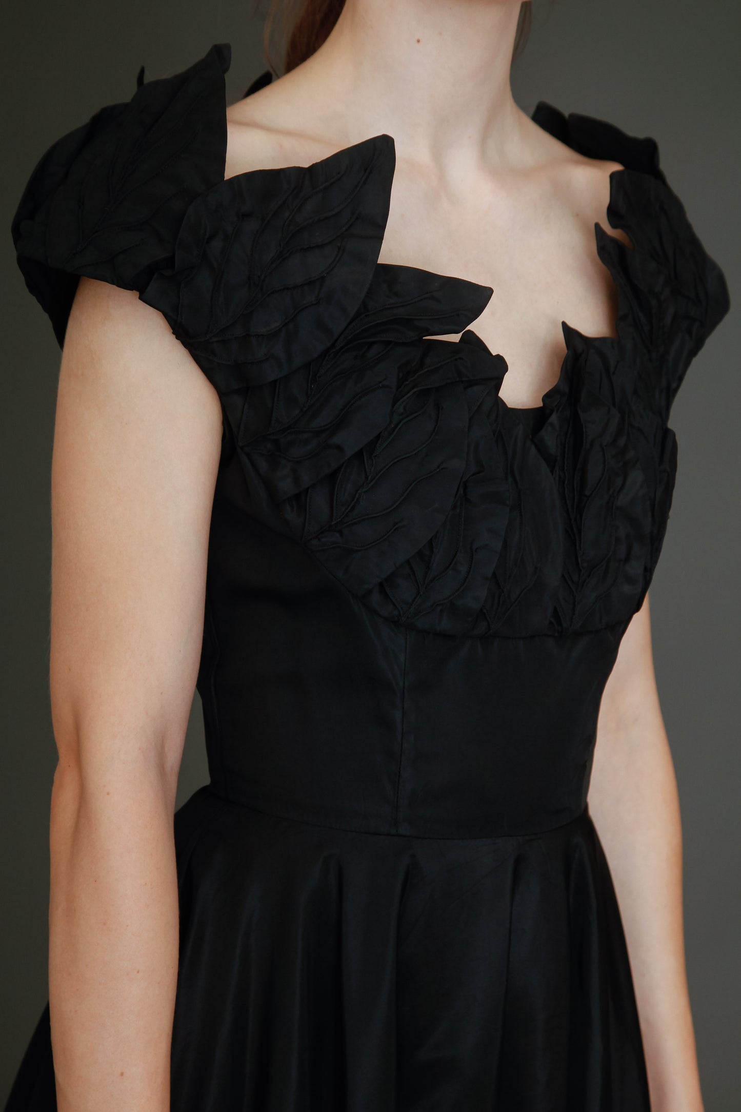 1950 Stunning Ceil Chapman Black Faille Cocktail Dress