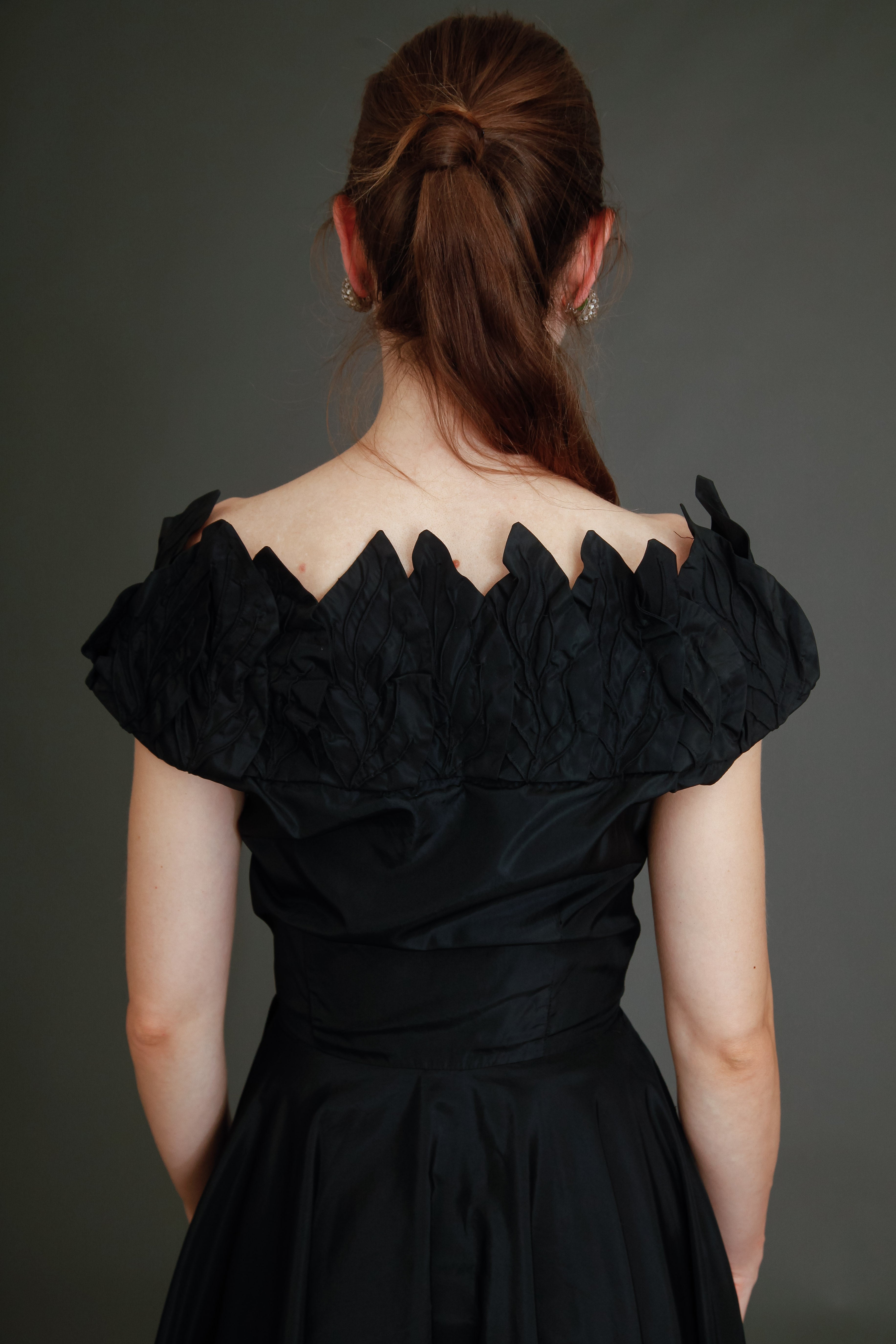 1950 Stunning Ceil Chapman Black Faille Cocktail Dress