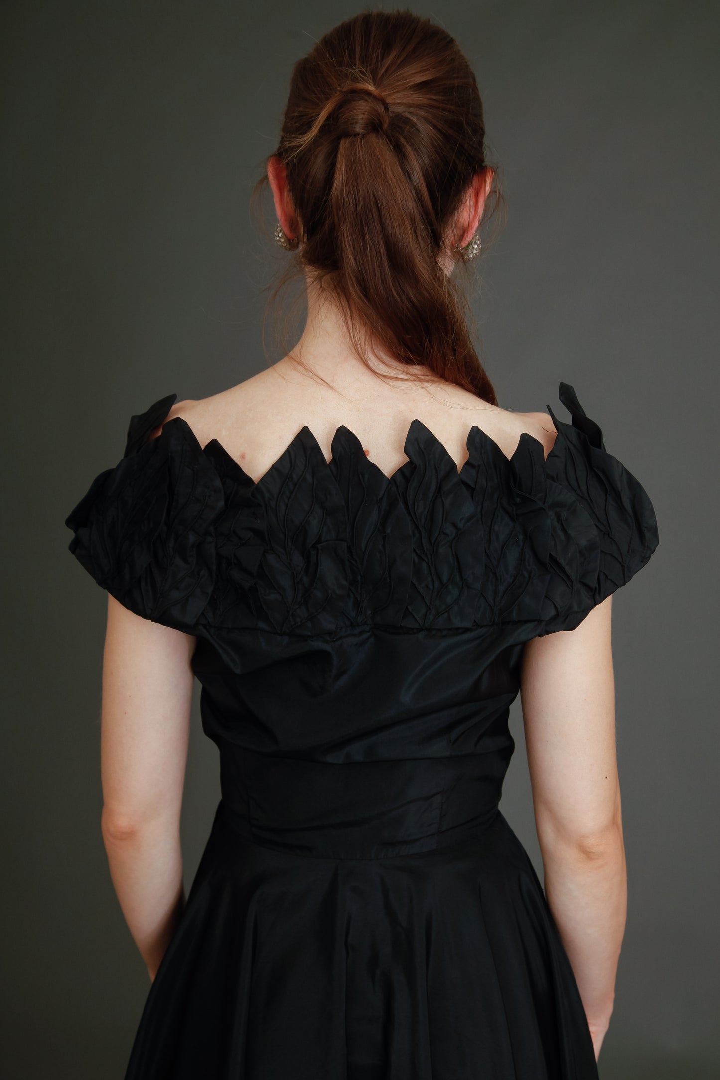 1950 Stunning Ceil Chapman Black Faille Cocktail Dress