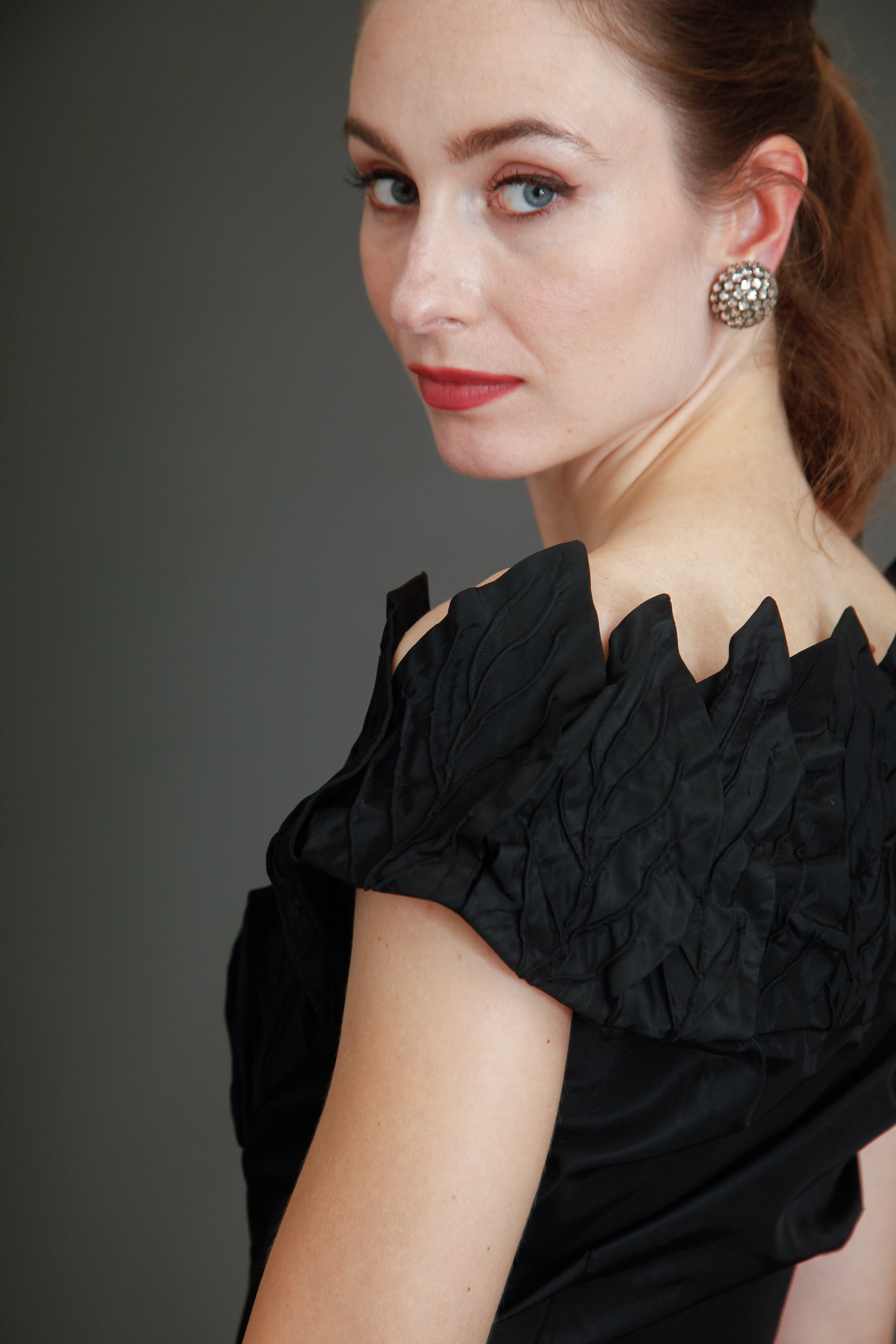 1950 Stunning Ceil Chapman Black Faille Cocktail Dress