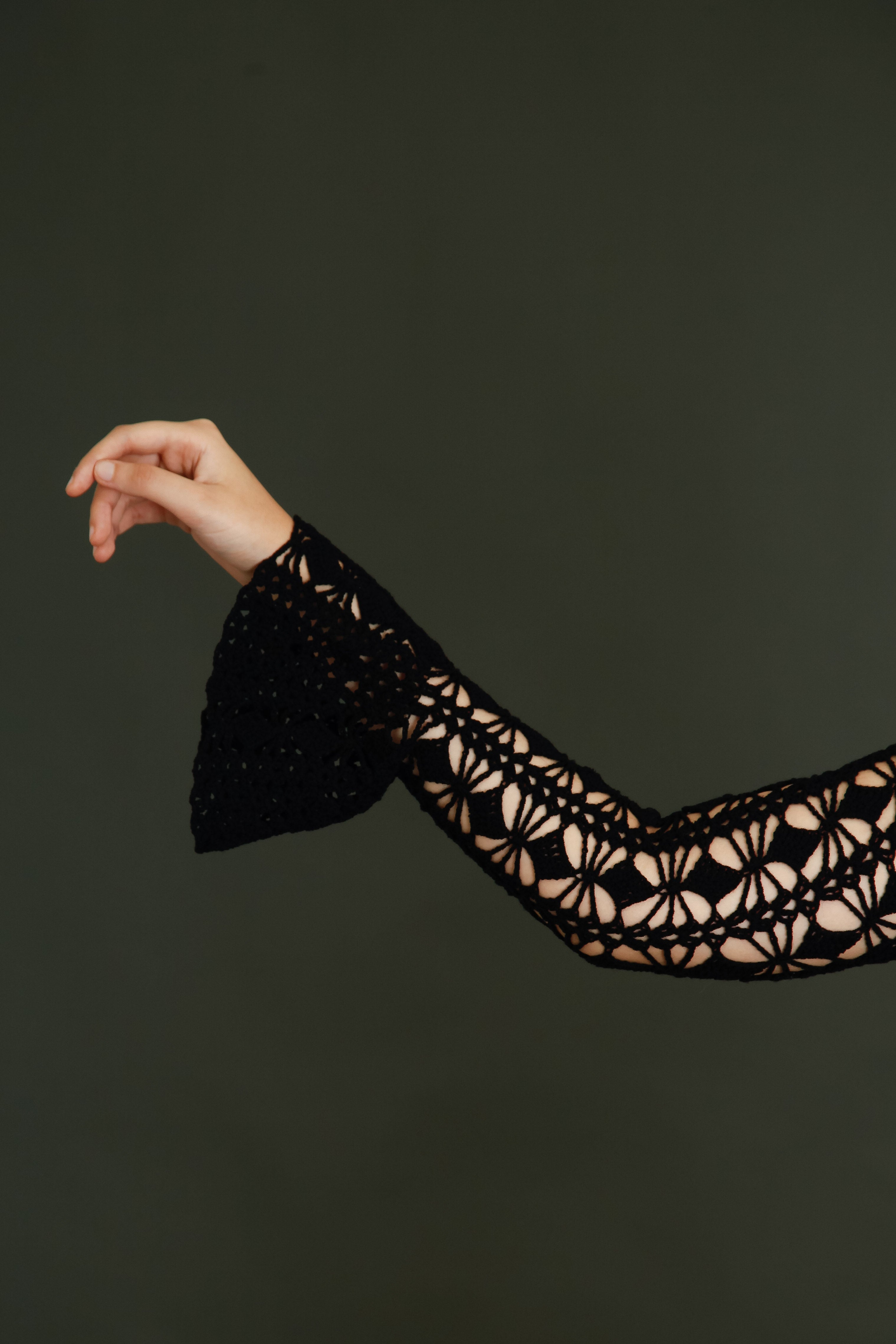 1970 Black Crochet Dress