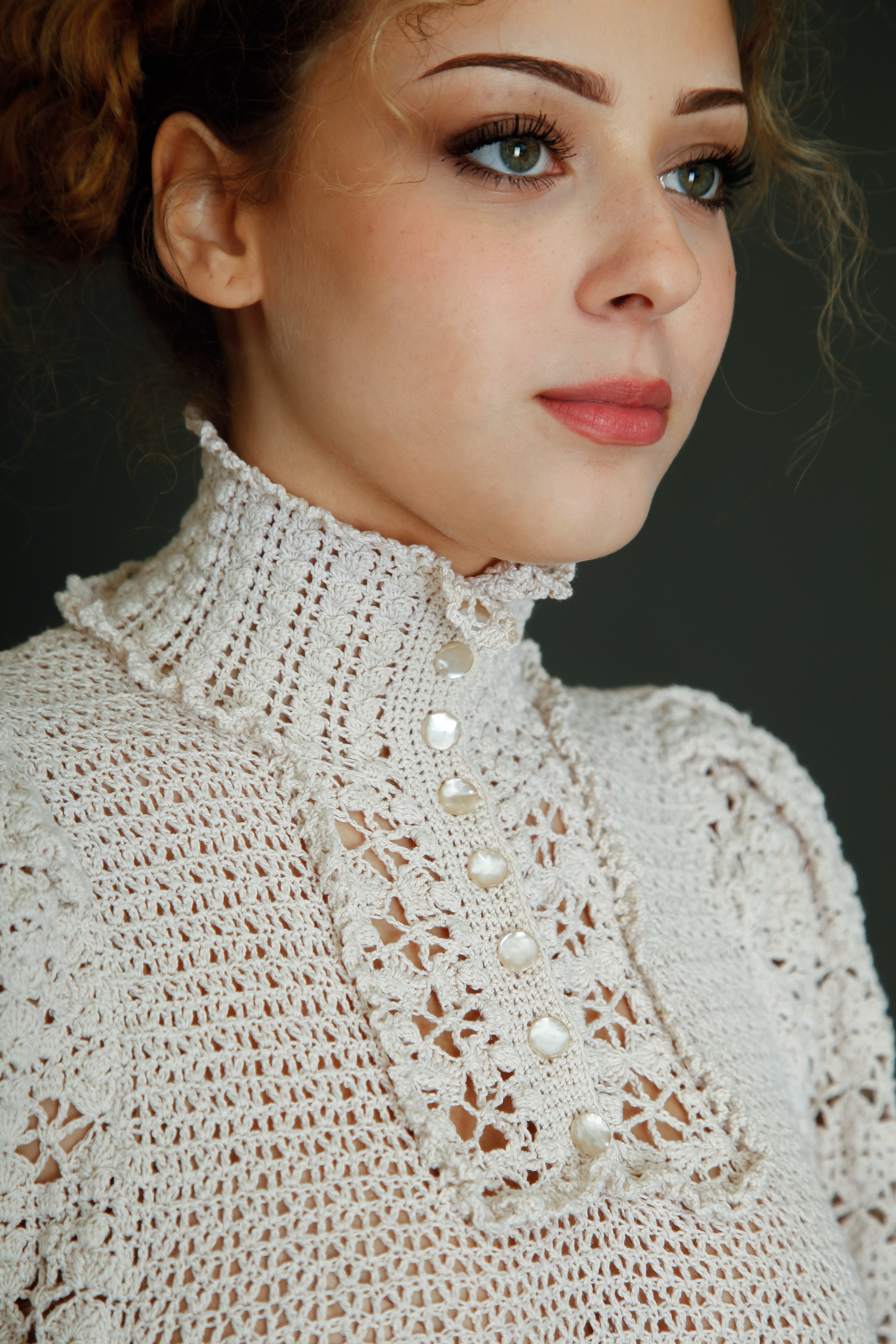 1970 Crochet Victorian Style Blouse or Mini Dress