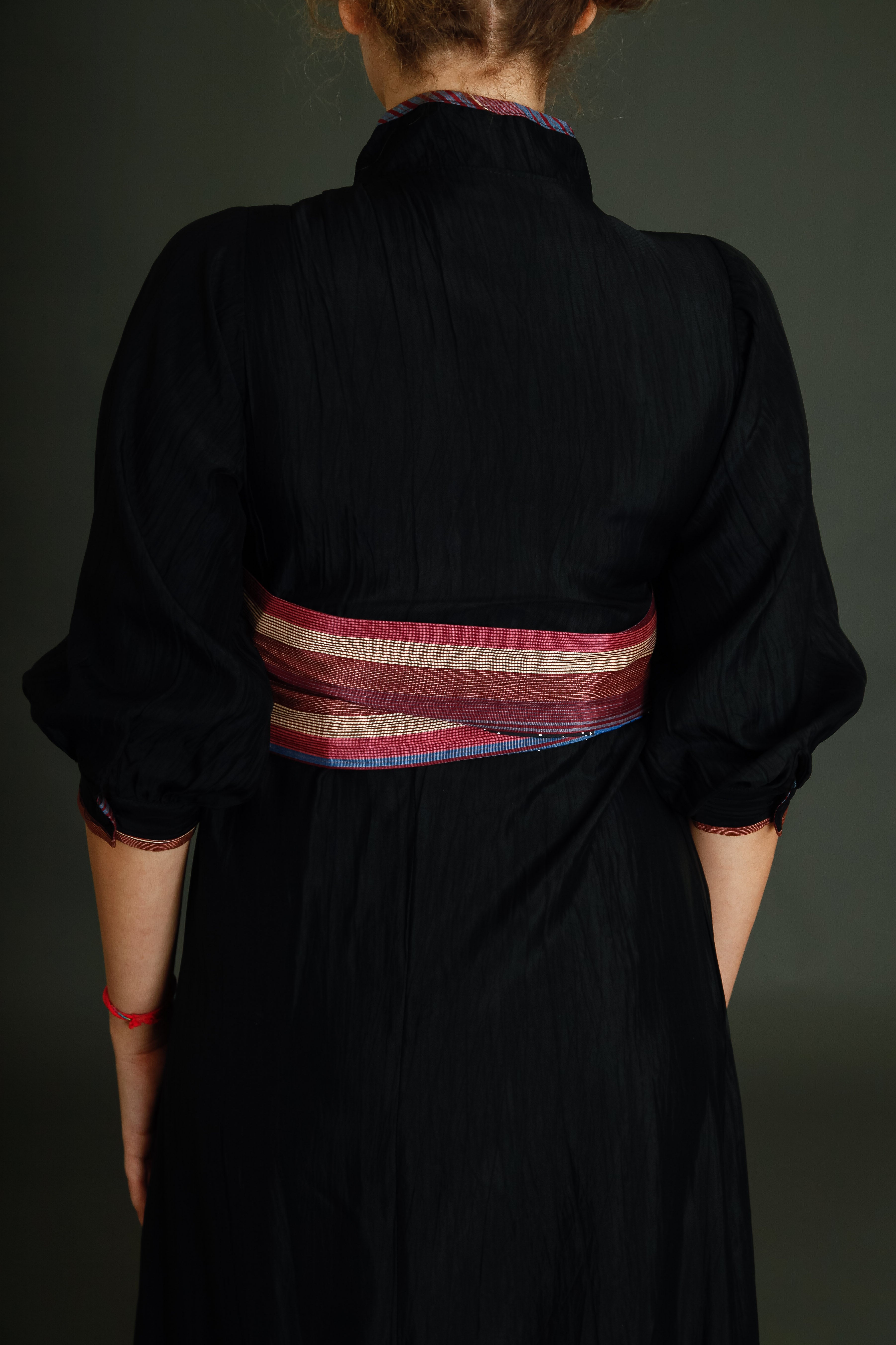 1970 Black Boho Dress with Details
