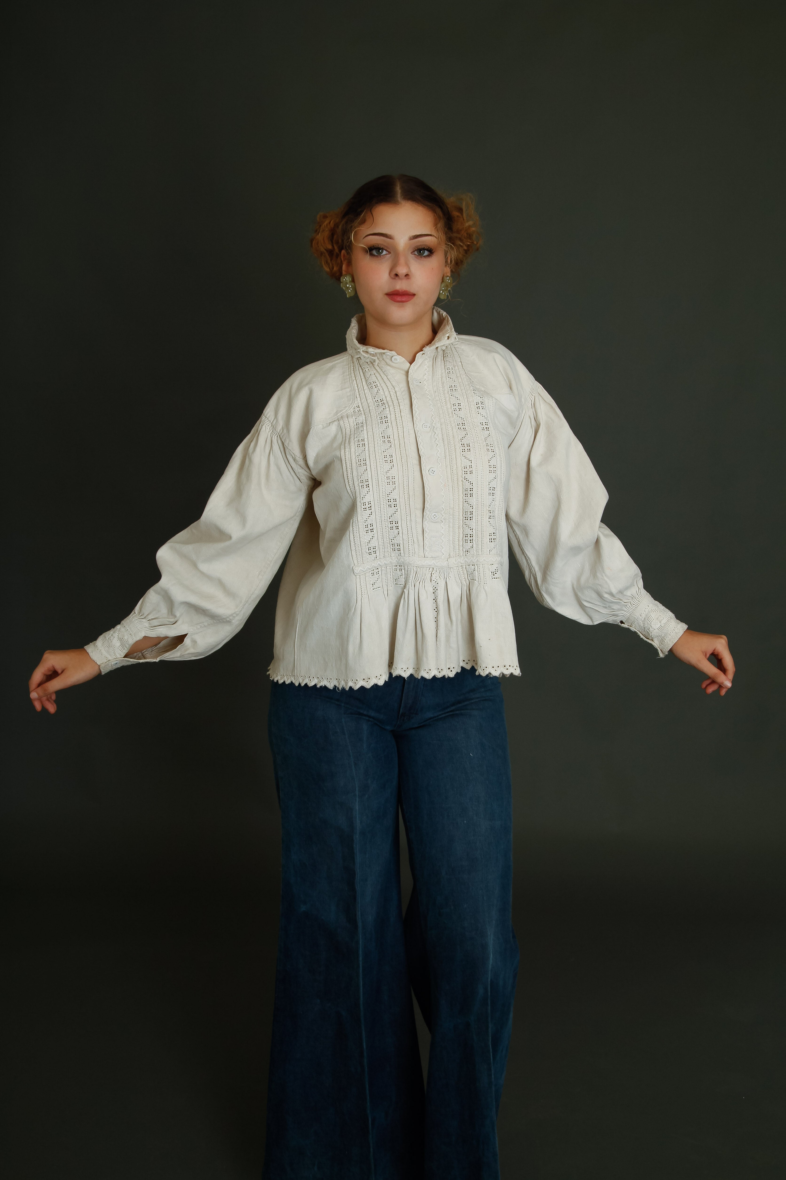 1930 Romanian Embroidered Folk Blouse