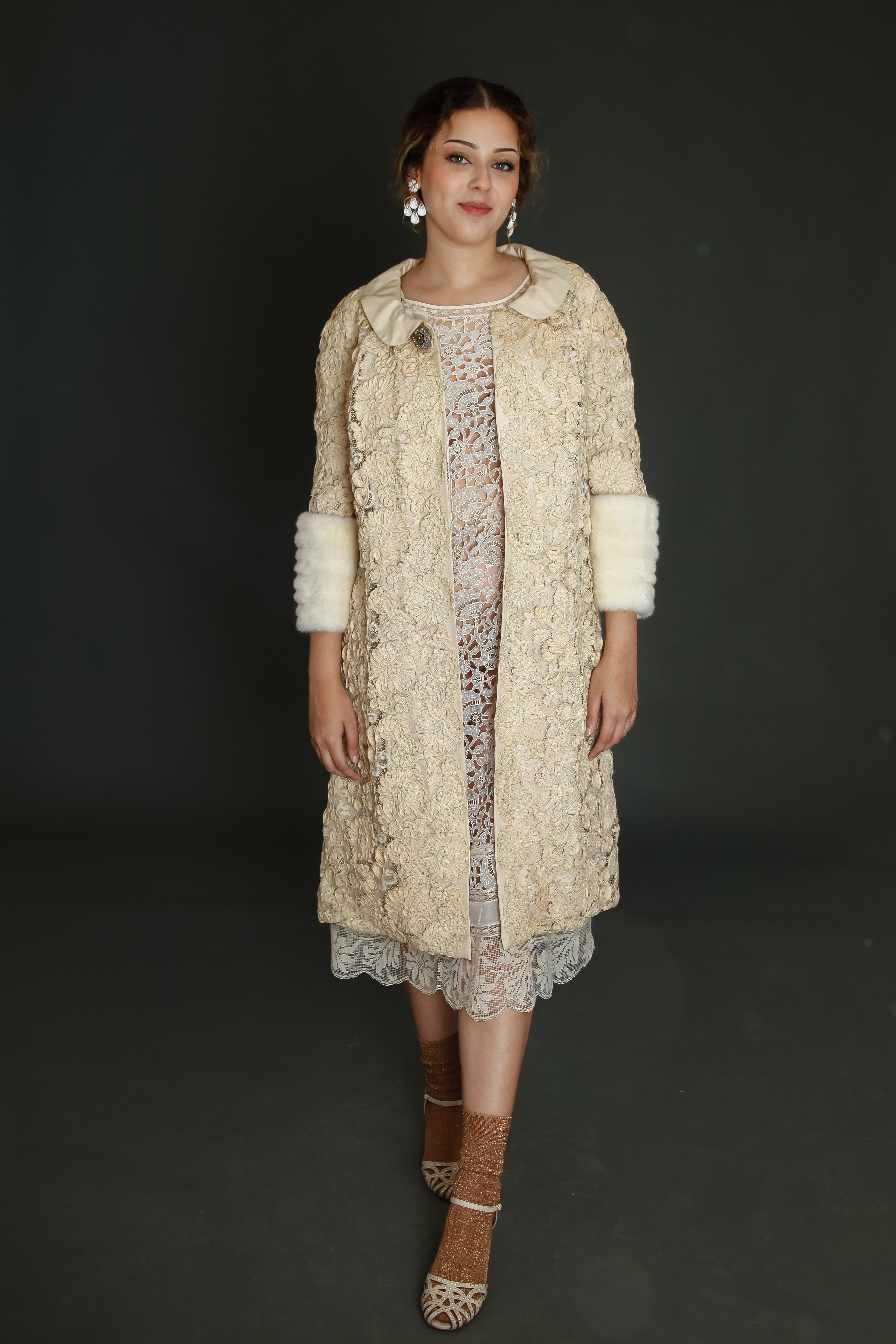 Early 60s Couture Lace Coat with Soutache Embroidery
