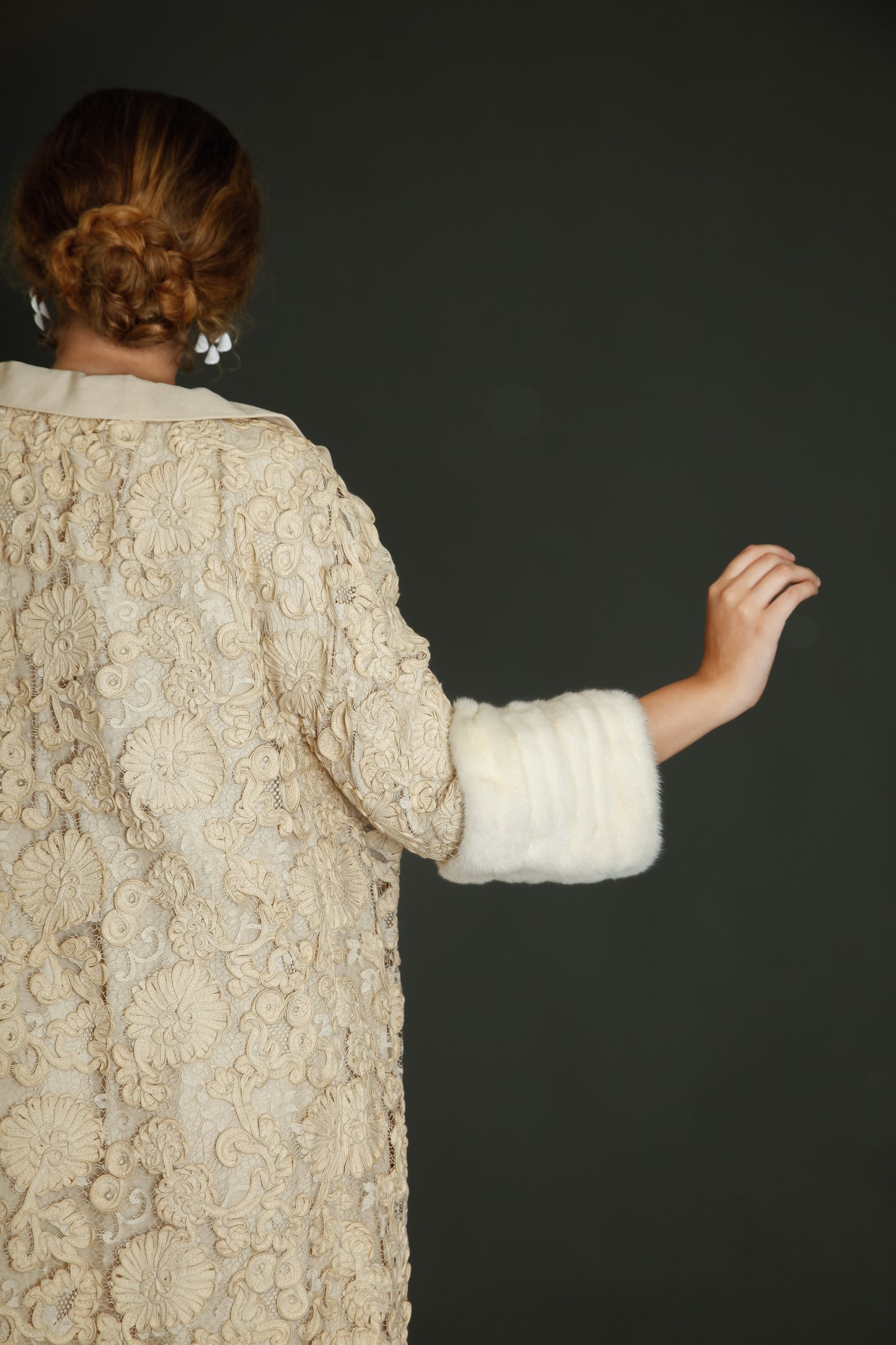 Early 60s Couture Lace Coat with Soutache Embroidery
