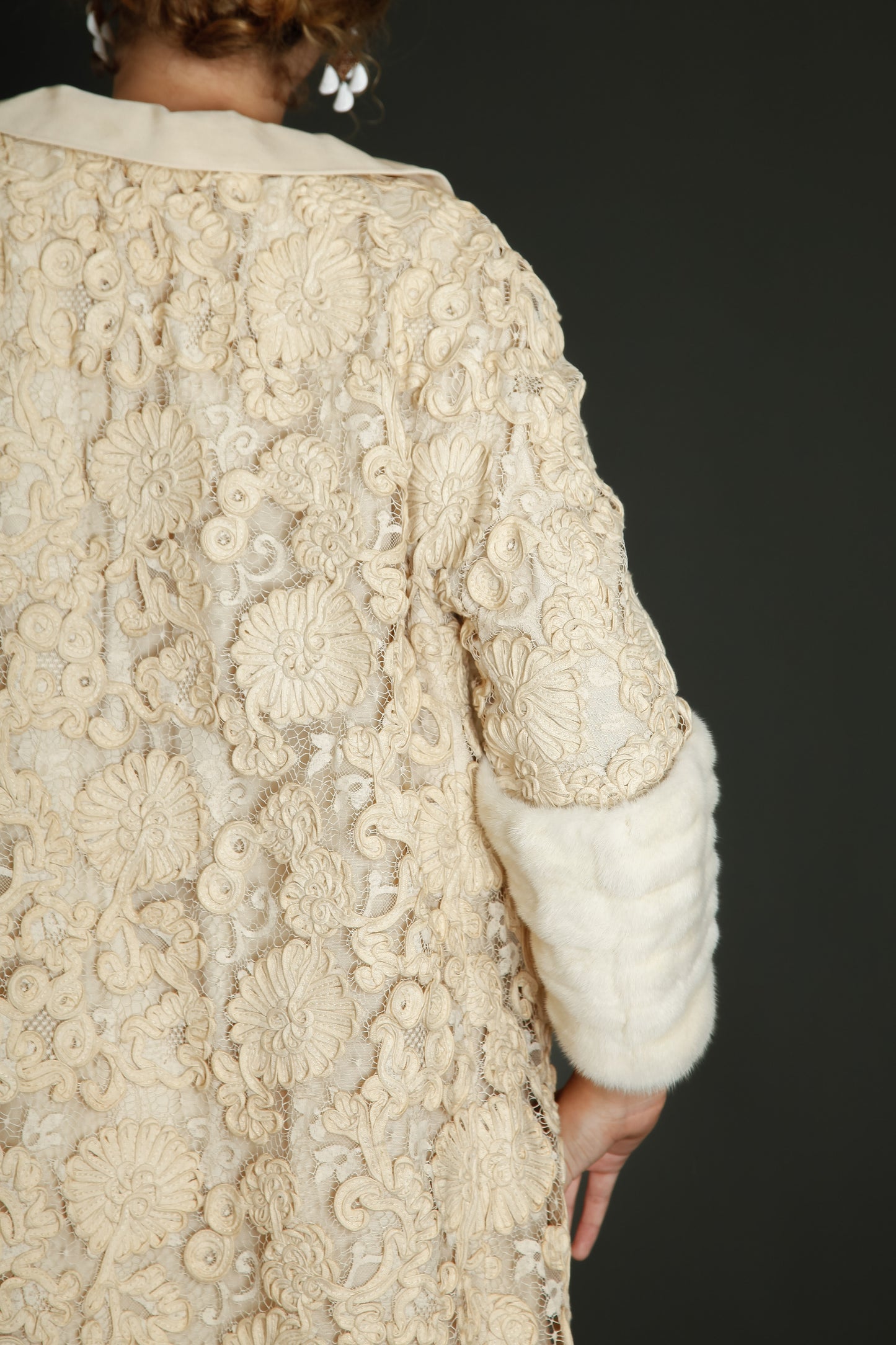 Early 60s Couture Lace Coat with Soutache Embroidery