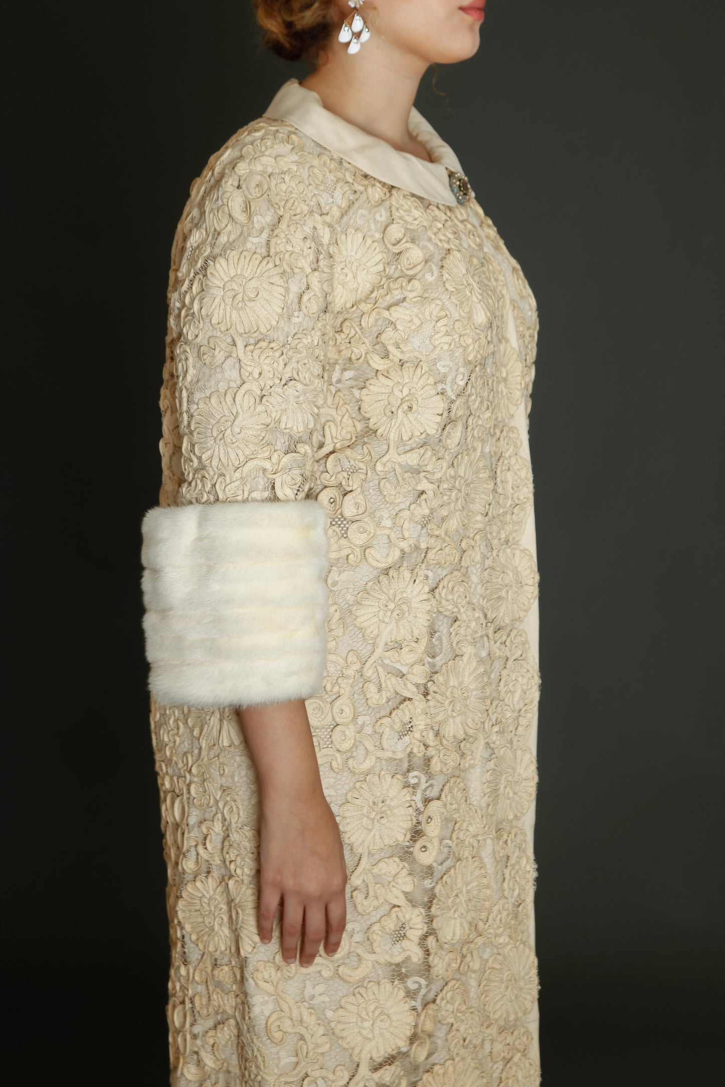 Early 60s Couture Lace Coat with Soutache Embroidery