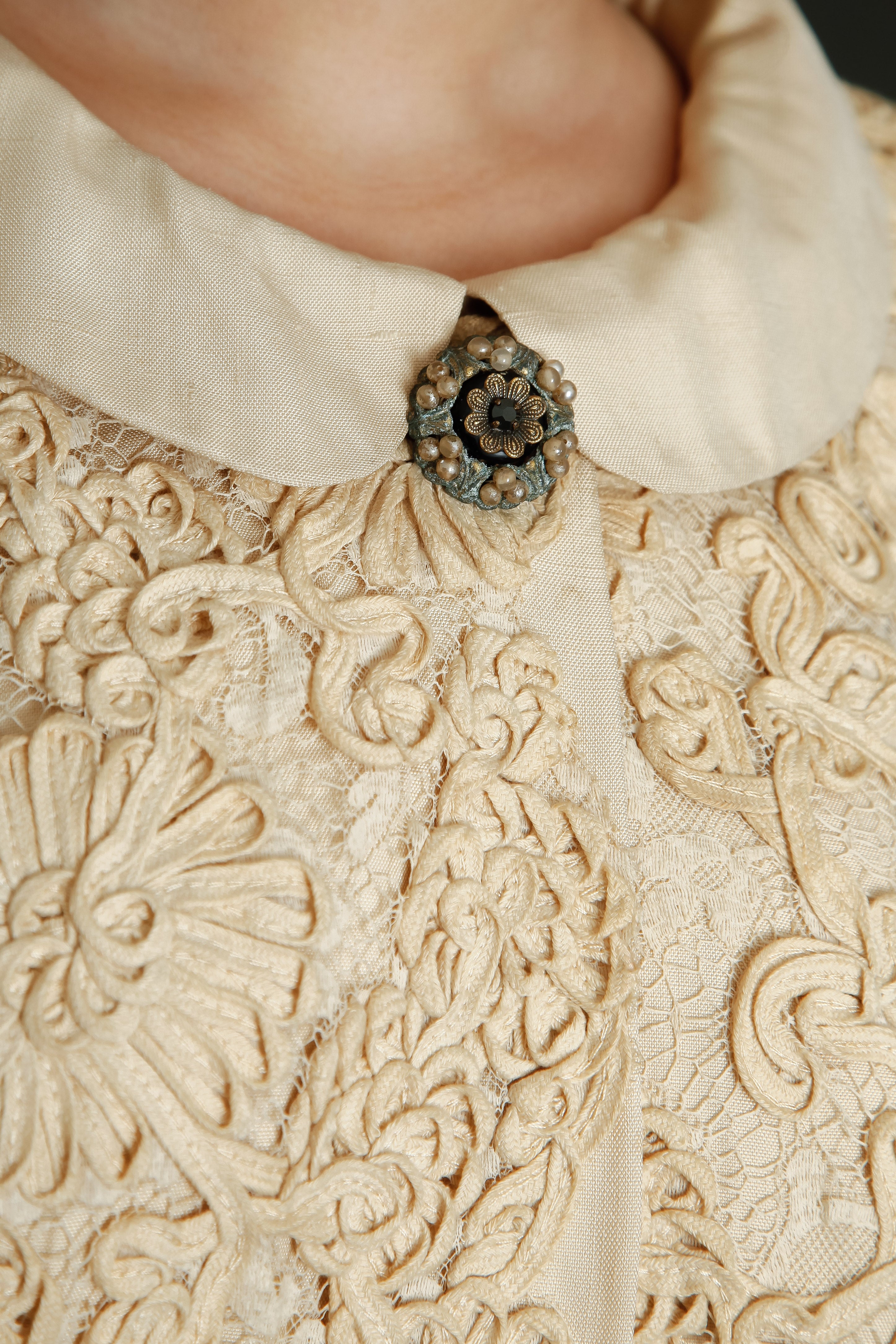 Early 60s Couture Lace Coat with Soutache Embroidery