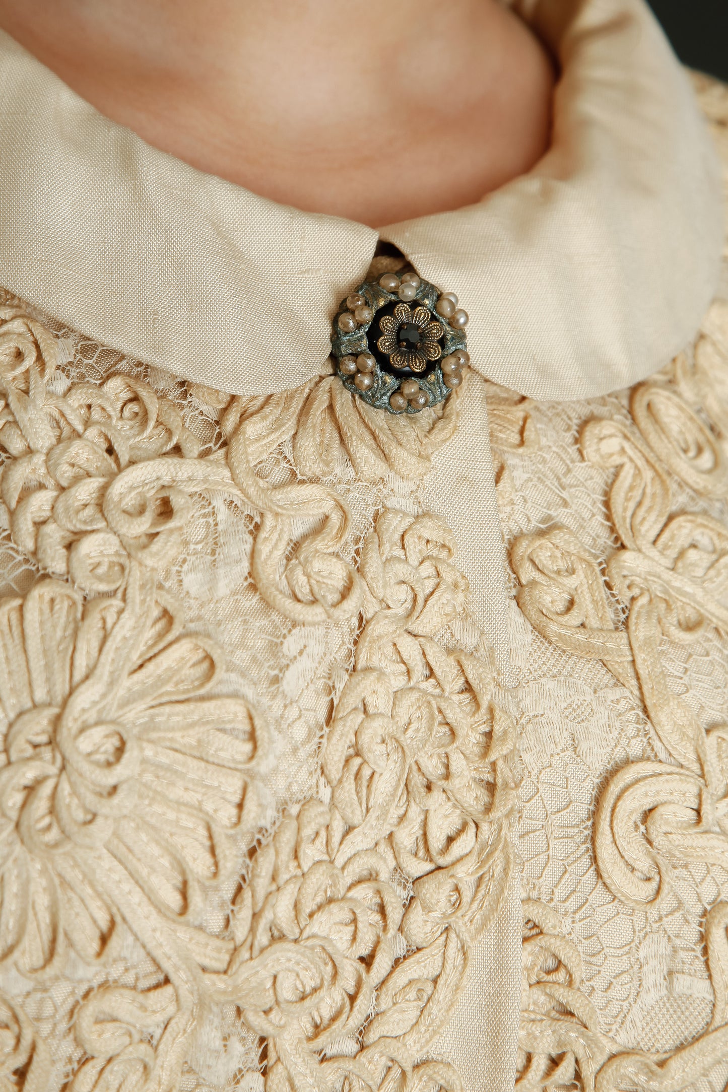 Early 60s Couture Lace Coat with Soutache Embroidery