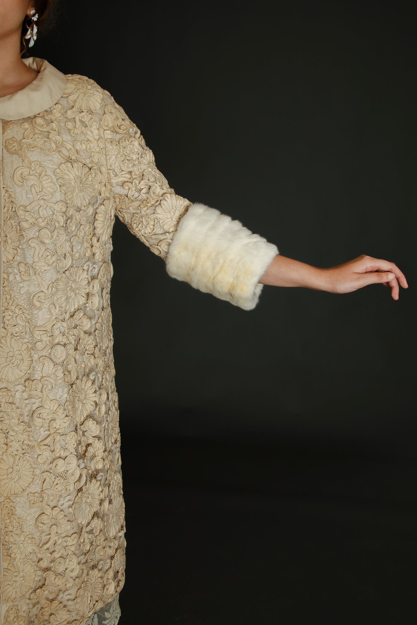 Early 60s Couture Lace Coat with Soutache Embroidery